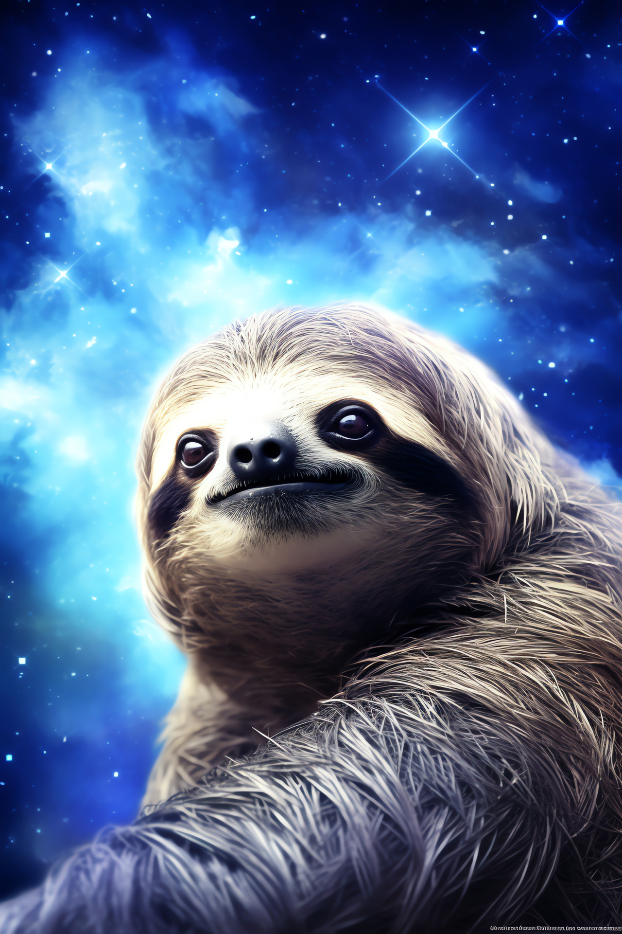 Cosmic Sloth, Shimmering silver, Blueprint, Silver sheen, Starscape, HD Phone Image