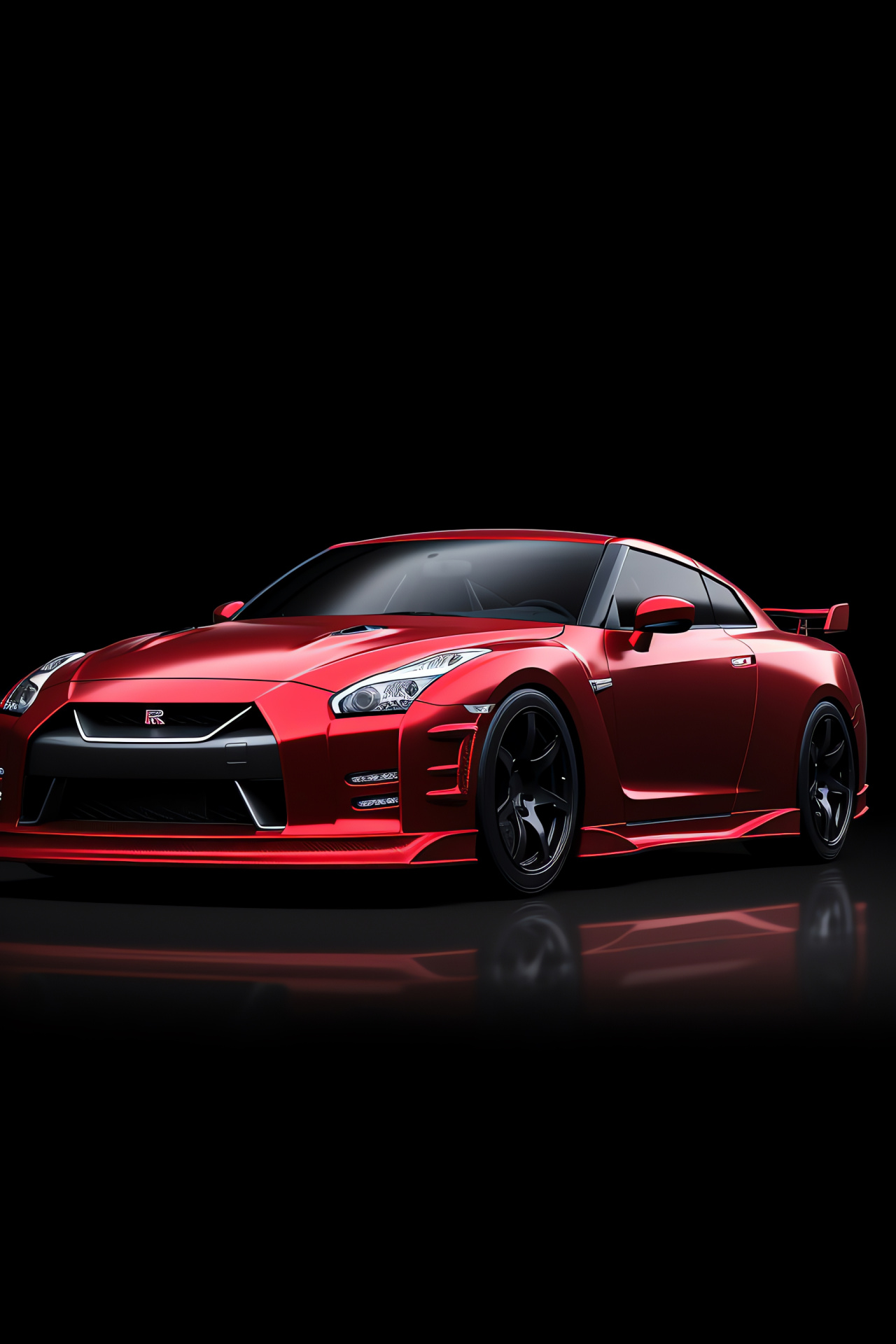 Nissan GTR Nismo, High-downforce design, Black and red contrasts, Dynamic automotive canvas, Sleek performance lines, HD Phone Image