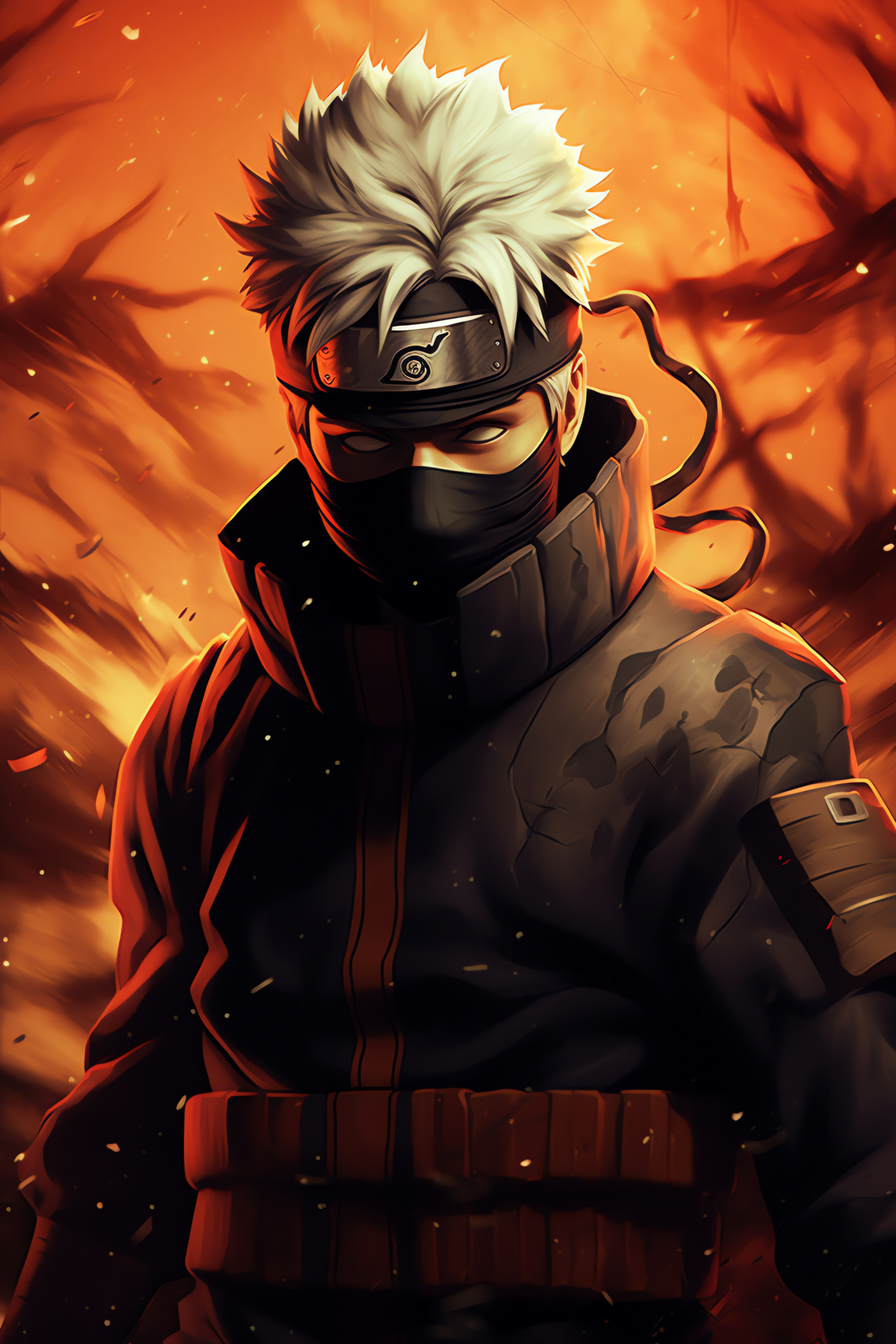 Kakashi Hatake, covert Akatsuki, iconic character, gleaming locks, dual-toned irises, HD Phone Wallpaper