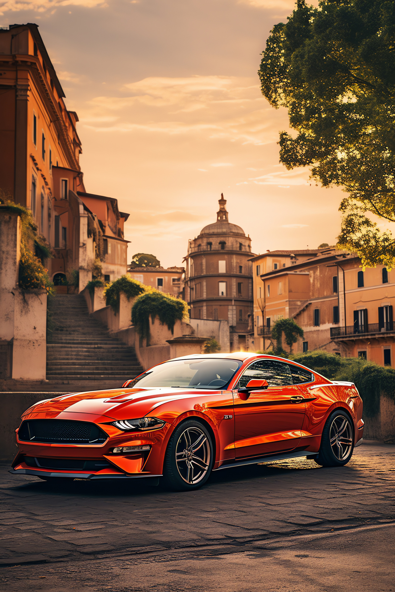 Ford Mustang, Eternal City, Enduring structures, Flavian Amphitheatre, Forum of Rome, HD Phone Image