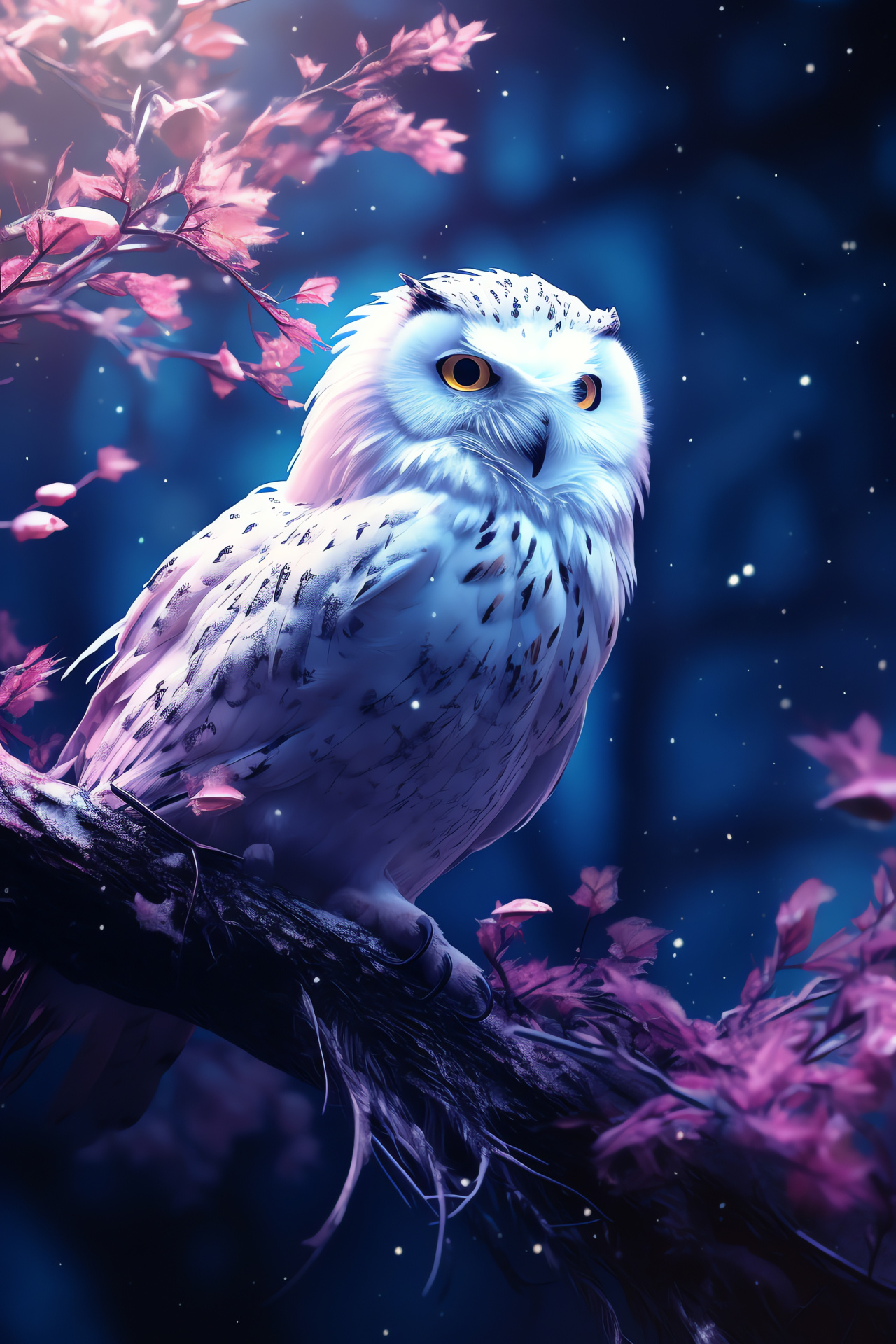 Snowy Owl, Violet optics, Plush-white avian, Ethereal feathering, Arctic dweller, HD Phone Wallpaper