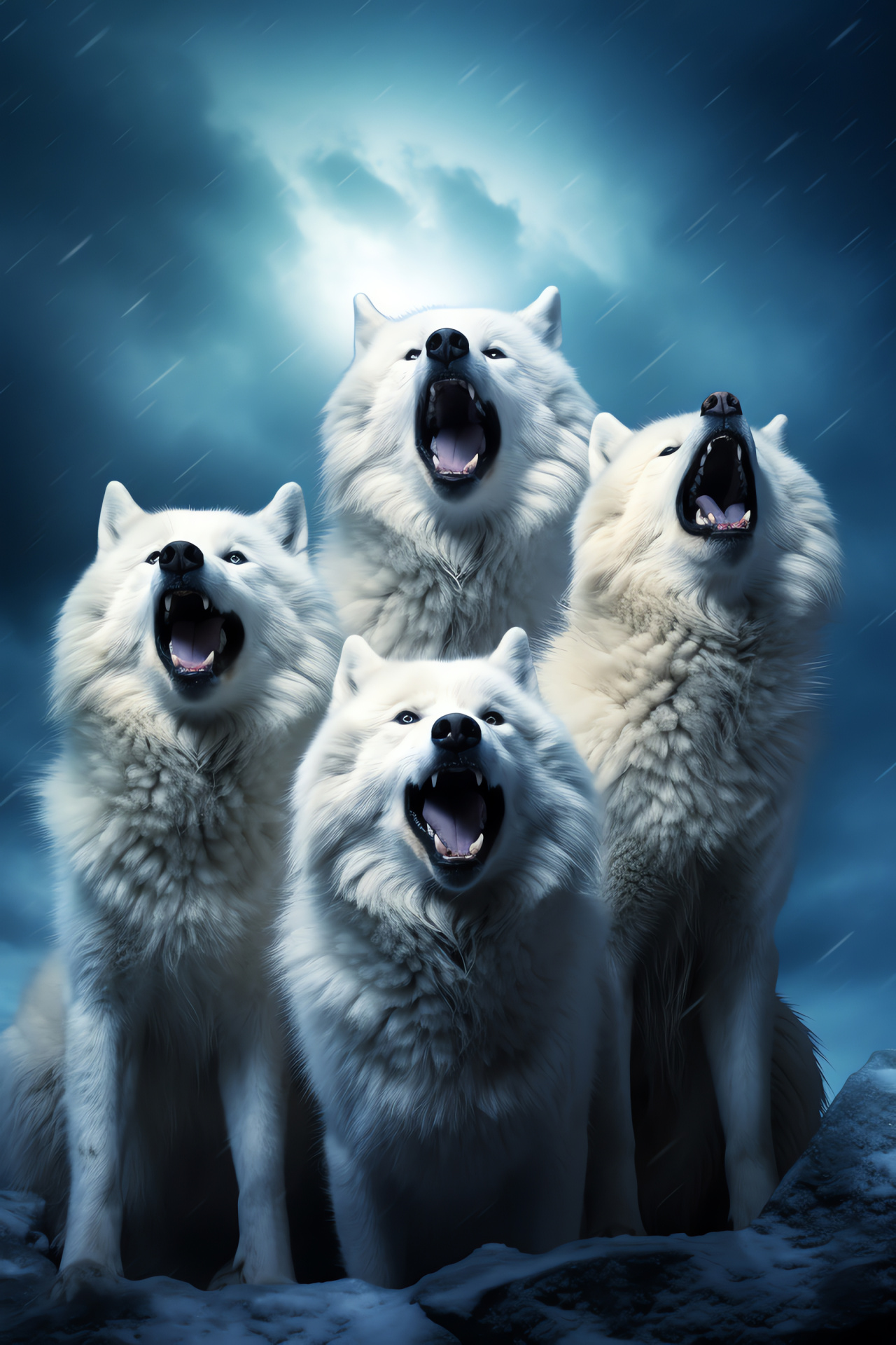 Arctic predator, Icy landscape, Pack leadership, Snowbound creatures, Glacial presence, HD Phone Wallpaper