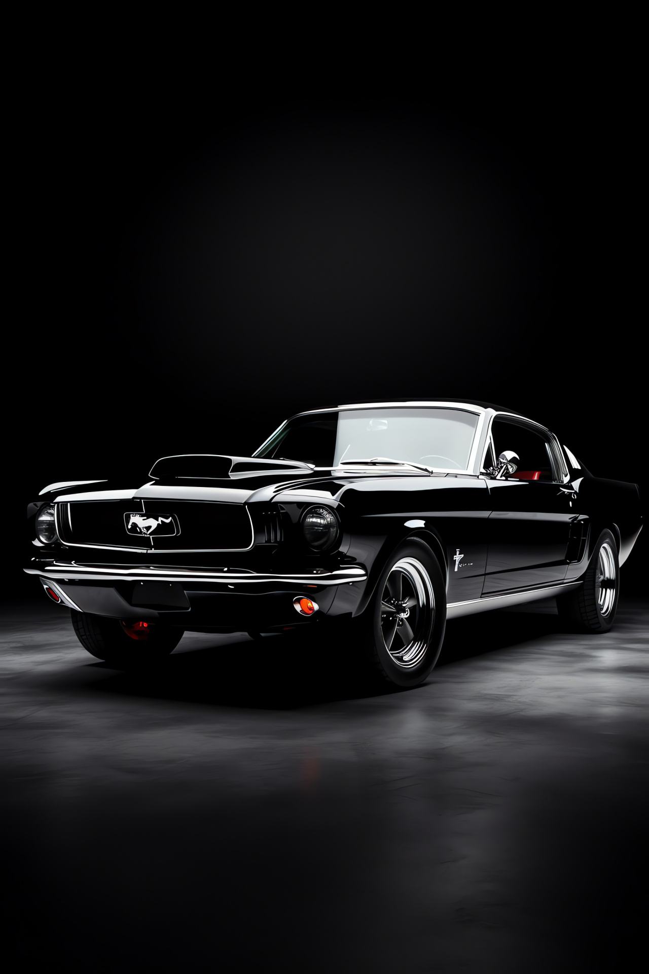 Classic car presentation, Black canvas, Mysterious aura, Sophisticated vehicle, Pure style, HD Phone Image