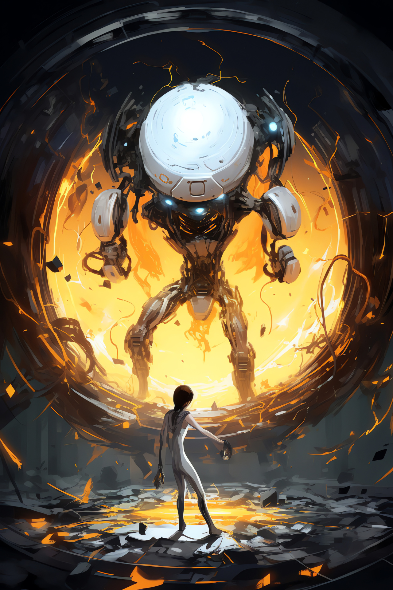 Portal duel GLaDOS, Central computerized enemy, Articulated limbs, Collision avoidance, Intra-dimensional weaponry, HD Phone Image
