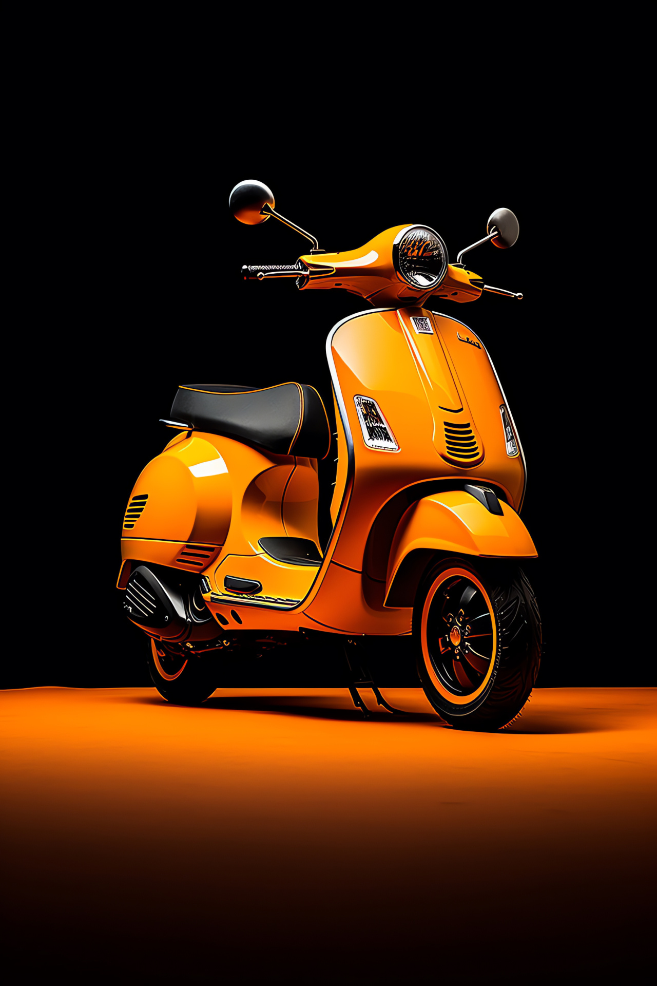 Vespa GTS Super, Scooter racing edition, Italian sleek design, Bright orange Vespa, High-impact contrast, HD Phone Wallpaper