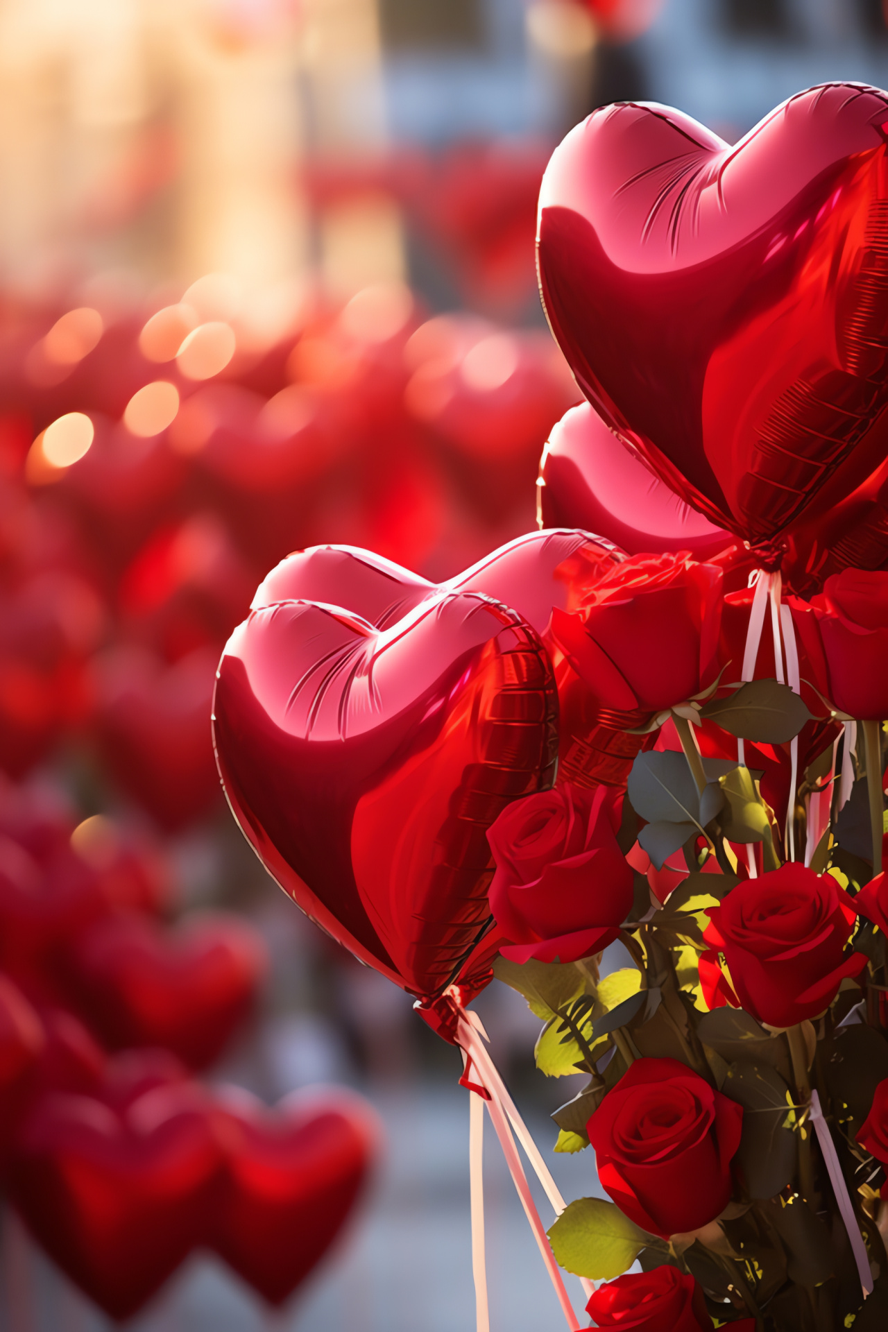Valentine's ornaments, Symbolic flora, Festive season, Love celebration, Aerial decorations, HD Phone Image