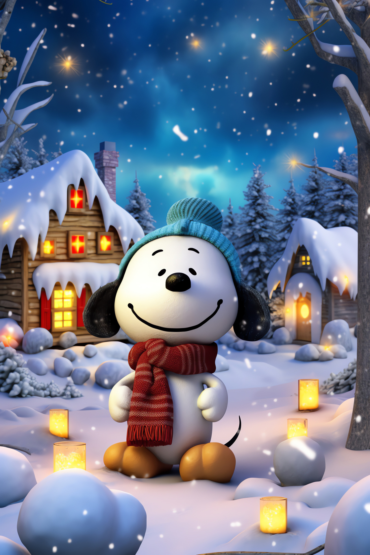 Holiday cartoon, Snowman figures, Winter wardrobe, Chilly season, Decorative snow, HD Phone Image