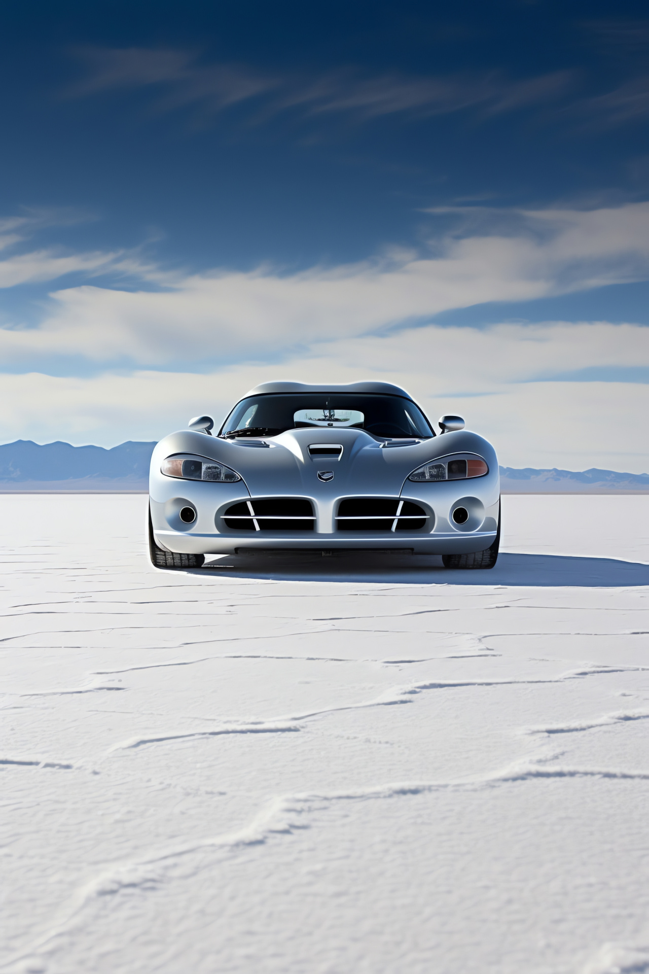 Dodge Viper SRT-10, speed trials, Bonneville landscape, streamlined bodywork, velocity-oriented enhancements, HD Phone Image