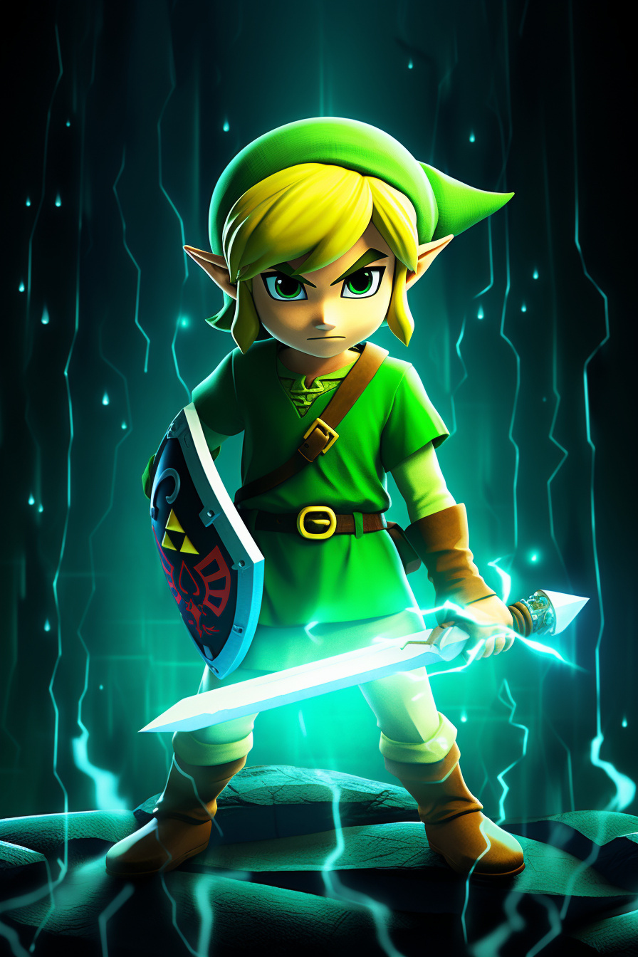 Toon Link, Legendary figure, Cel-shaded hero, Sword-wielding warrior, Azure gaze, HD Phone Wallpaper
