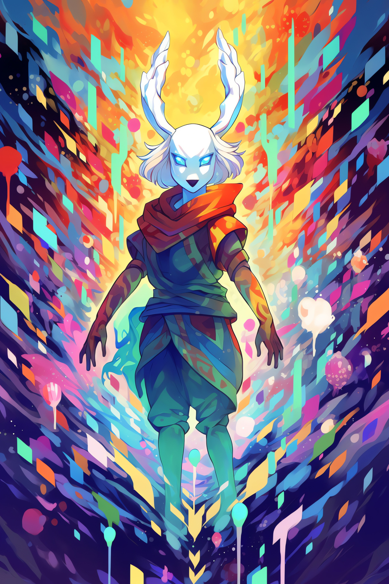 Undertale royalty Asriel, Vibrant visuals, Dreemurr the prince, Gaming adventure, Colorful scene, HD Phone Wallpaper