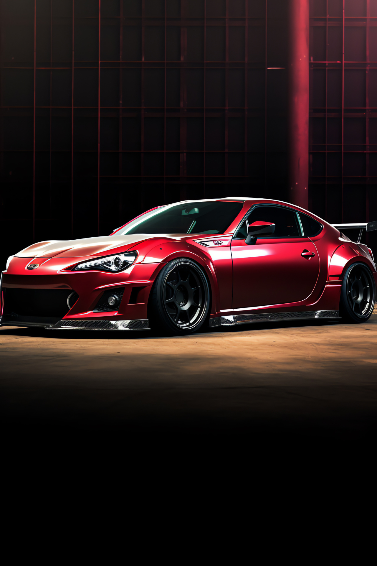 Aerodynamic FR-S form, Candy apple backdrop, Street racing soul, Tuner essence, Bold bearings, HD Phone Wallpaper