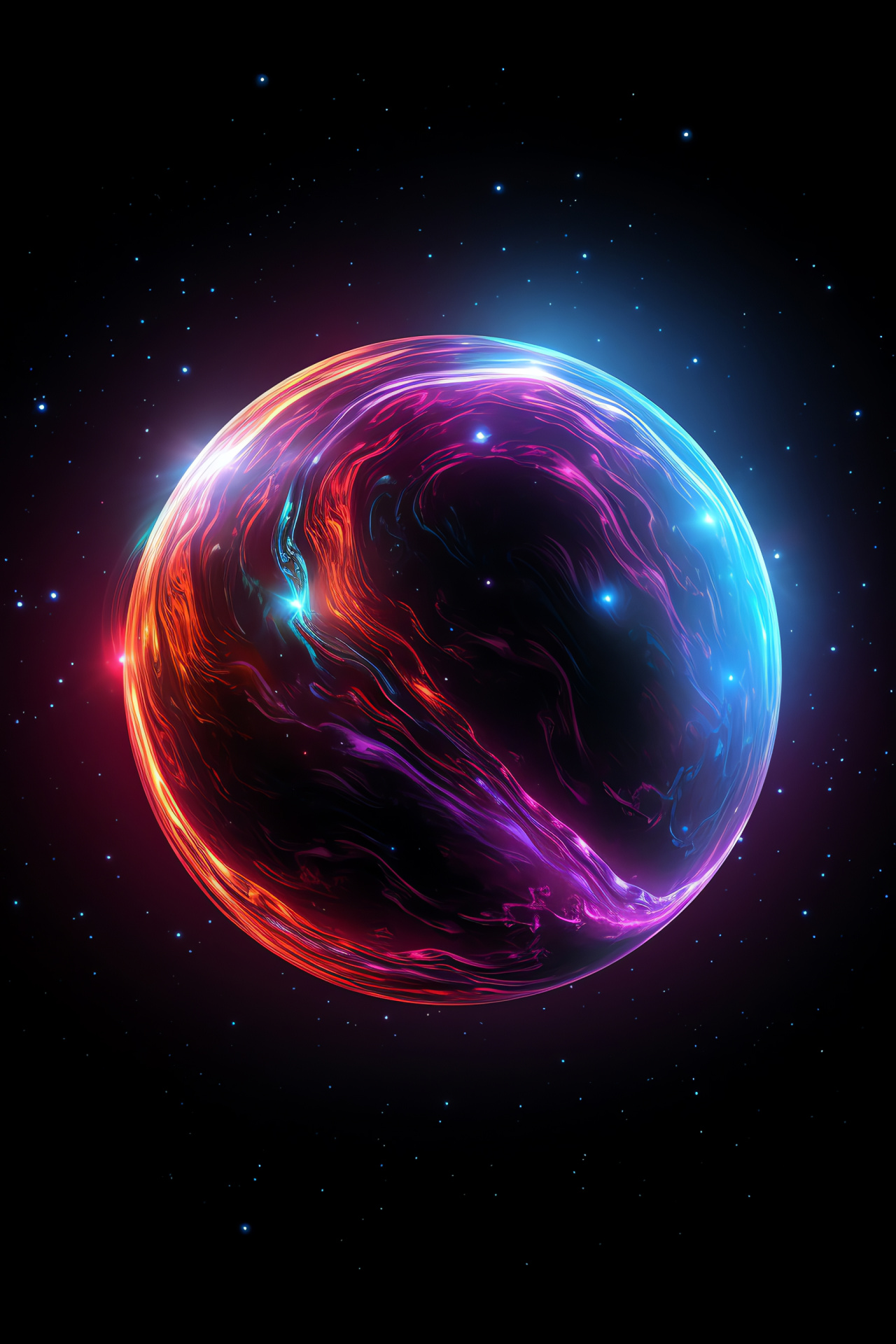 Astral Eclipse, Neon Planetary Ring, Vibrant Space Hues, Cosmic Artistry, Atmospheric Display, HD Phone Wallpaper