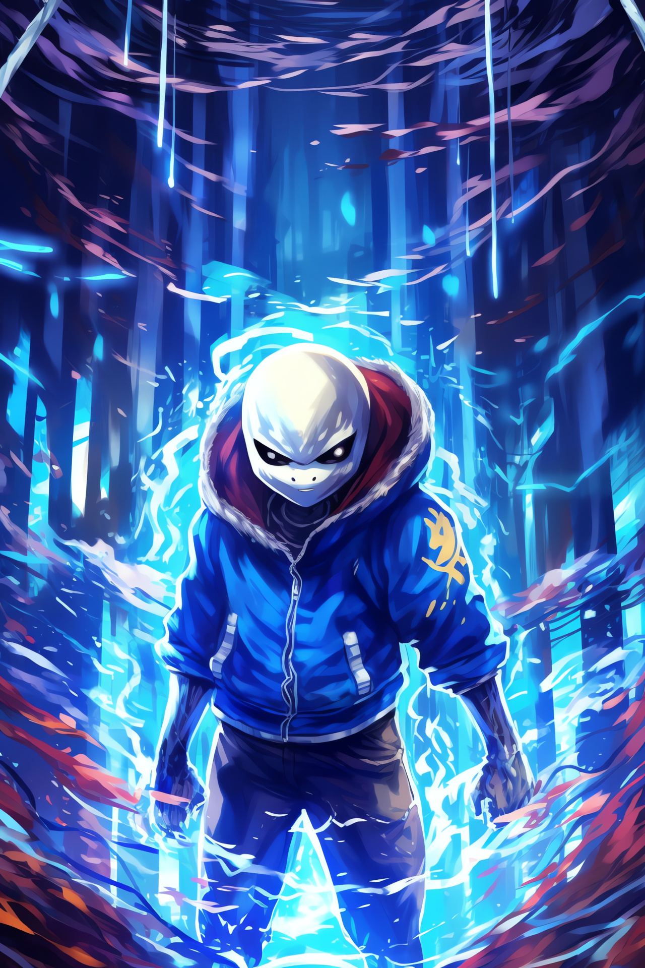 Undertale puzzle master, Sans presence, creative illusions, ethereal allure, enigmatic background, HD Phone Image