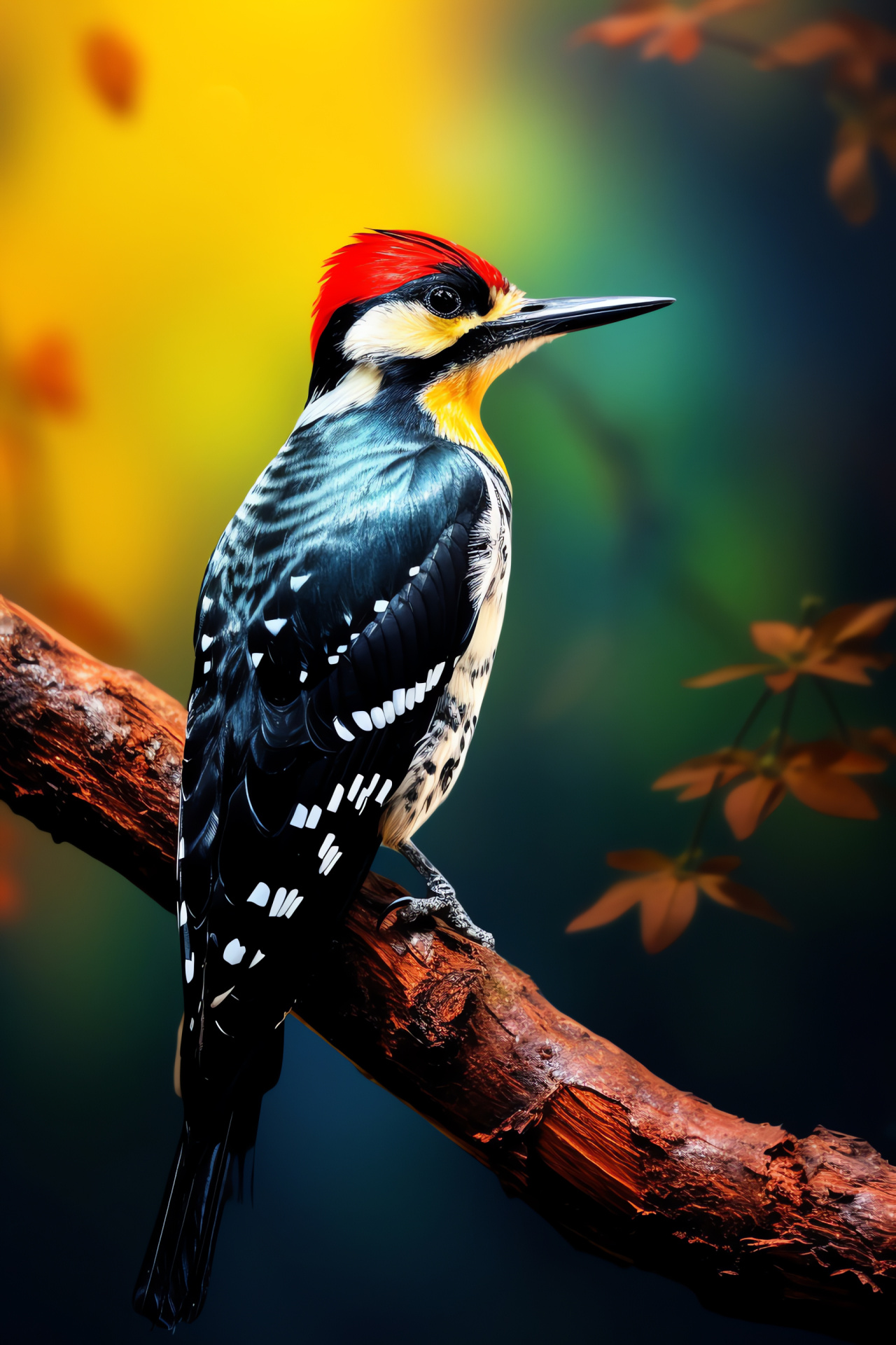 Woodpecker allure, Red-crowned bird, Fauna environment, Ornithology, Wildlife, HD Phone Image