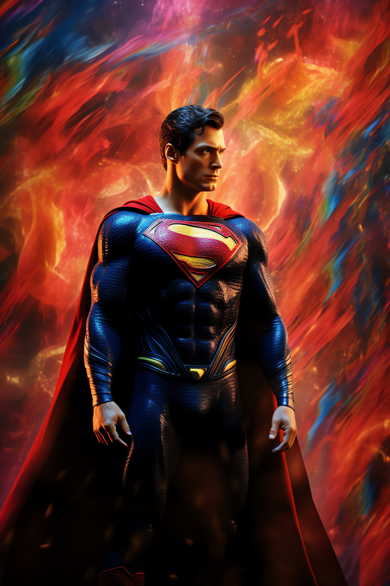 Superman, Superhero pose, Iconic smile, Comic book character, Action movie, HD Phone Wallpaper