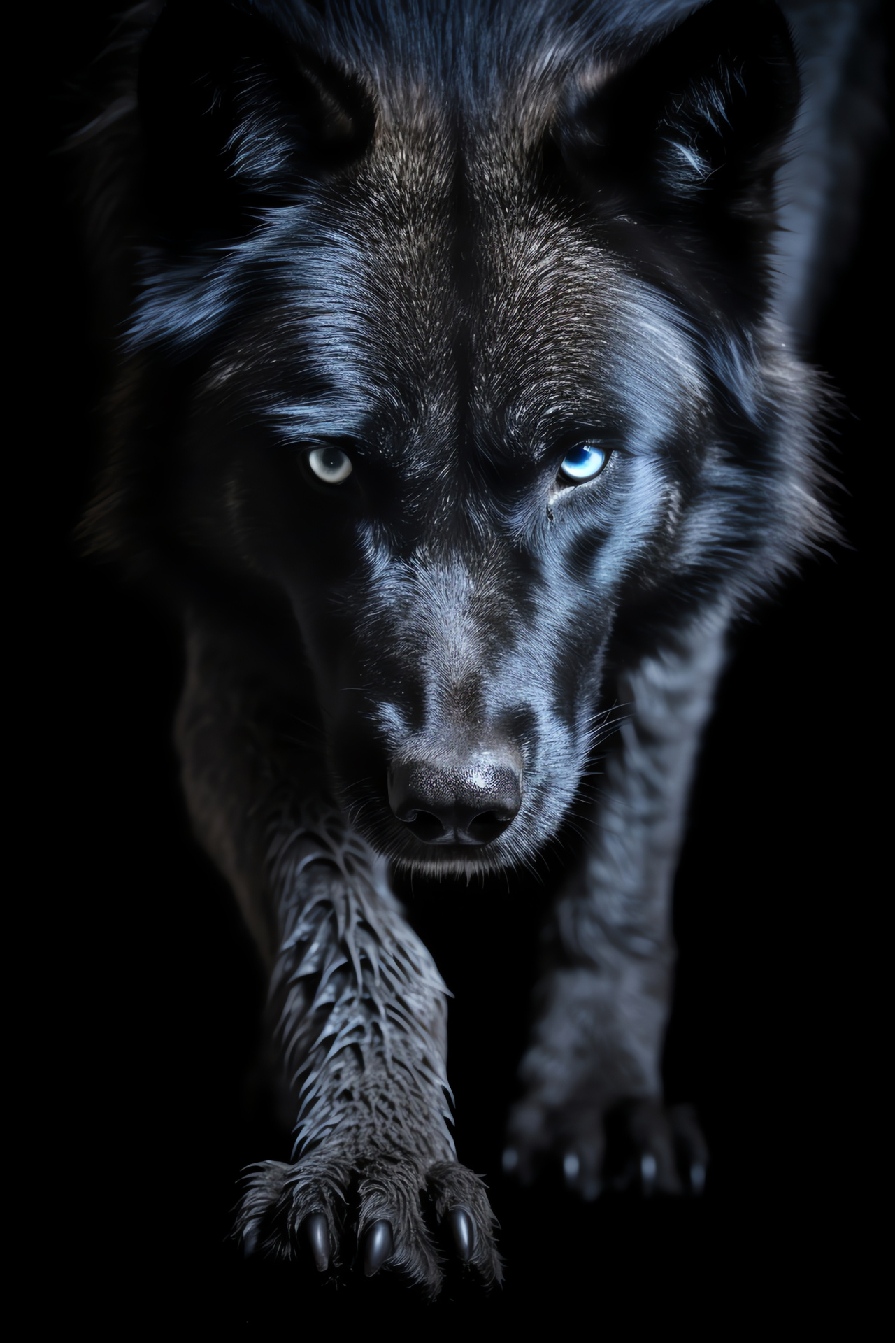 Wolf, Canine fur, Animal eyes, Carnivore sharpness, Darkness contrast, HD Phone Image