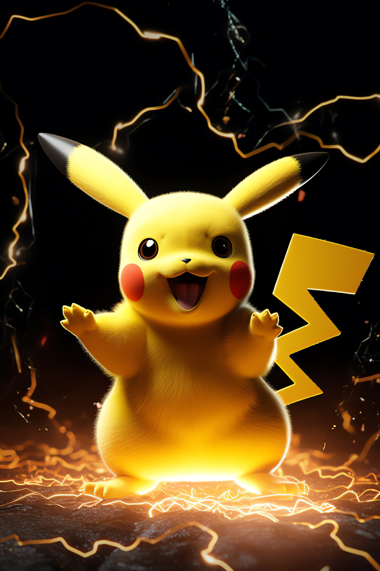 Pokmon character focus, Bright yellow Pikachu, Determined Pikachu expression, Beloved electric type, Pokmon mascot, HD Phone Wallpaper