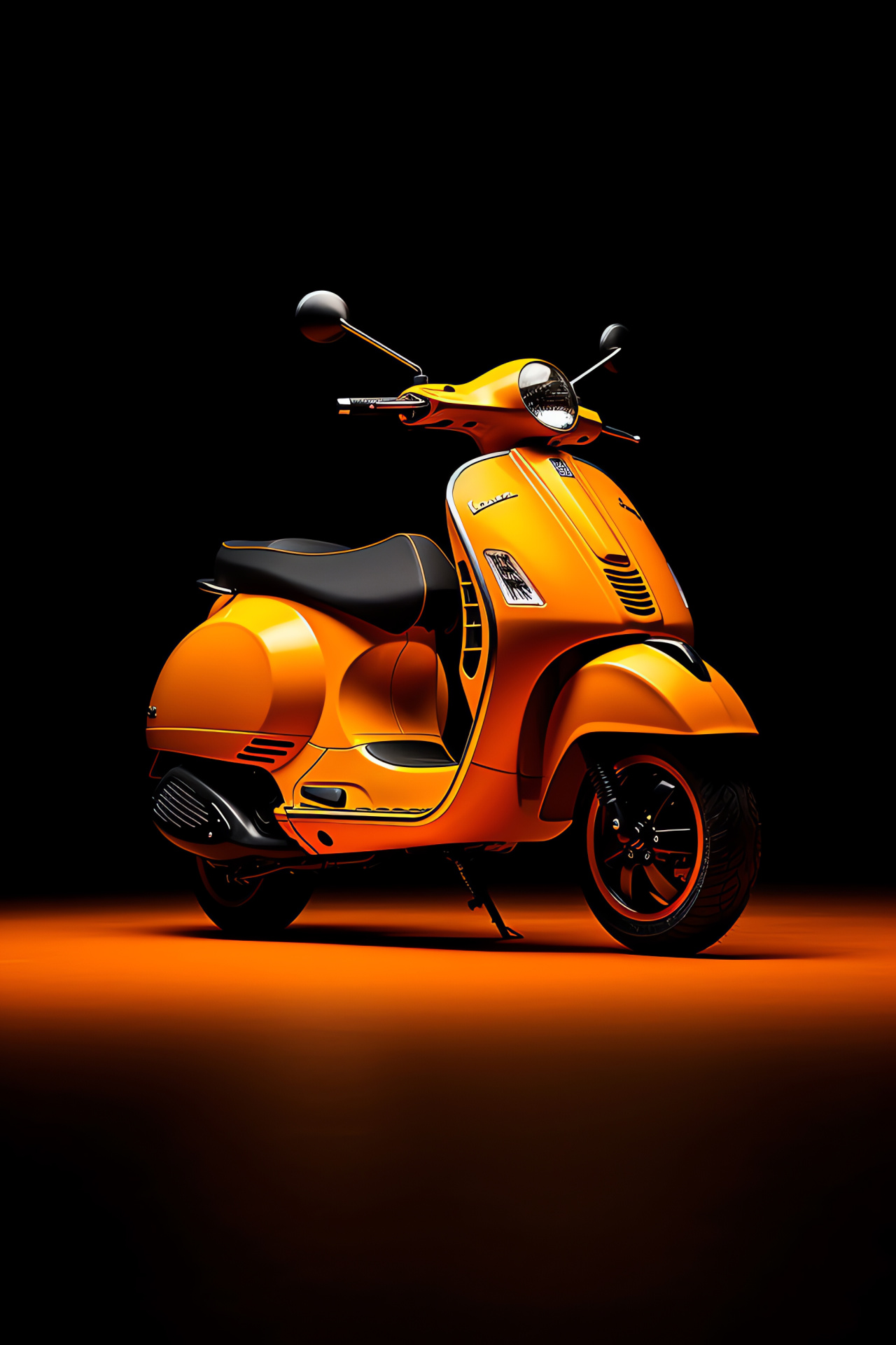 Vespa Racing Sixties, Orange Vespa hue, Sporty scooter appeal, Solid orange scene, Dynamic Italian engineering, HD Phone Wallpaper