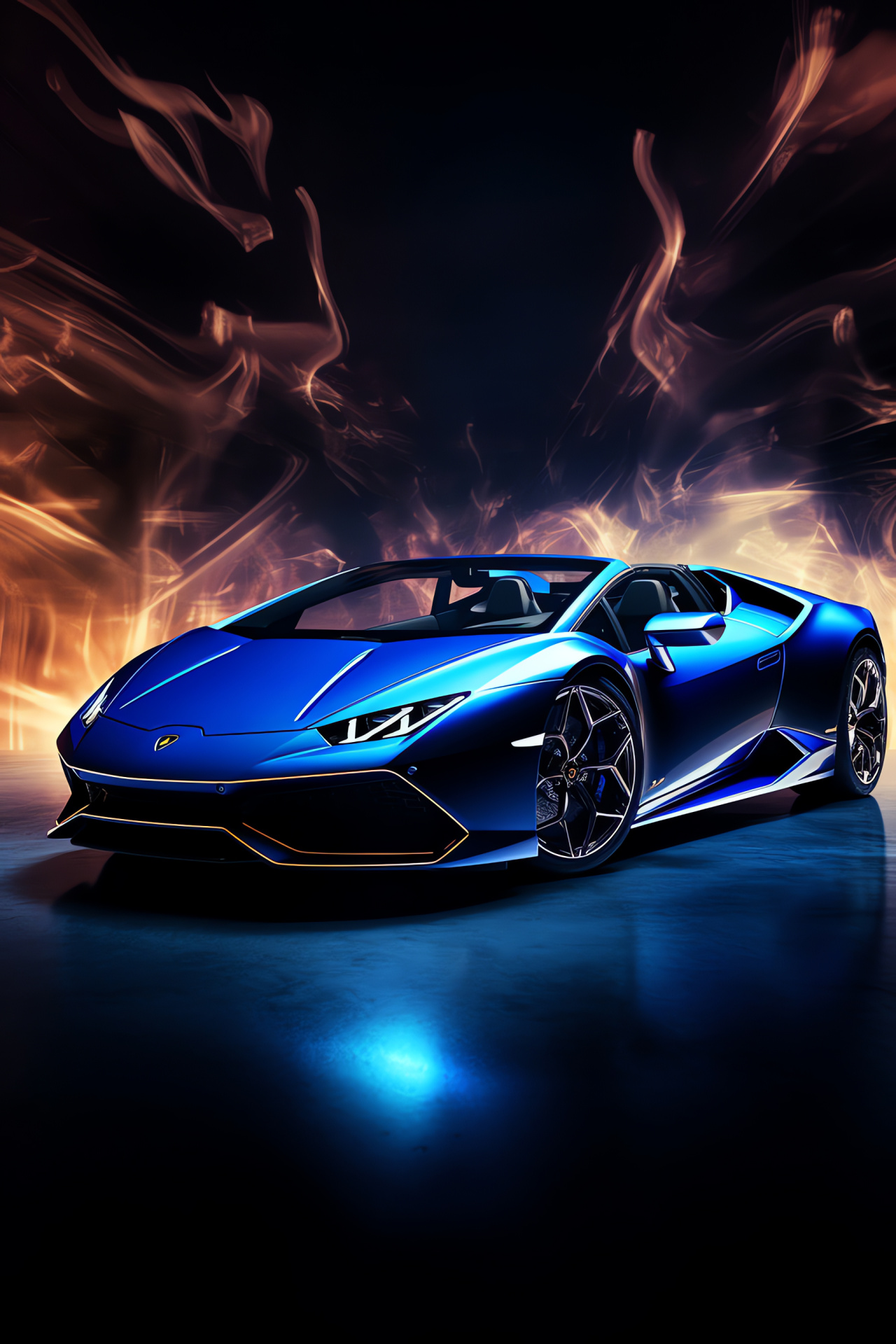 Lamborghini Huracan EVO RWD, Glowing Dynamic Lines, Spyder Blue Elegance, Sleek Automotive Form, Exotic Performance, HD Phone Wallpaper