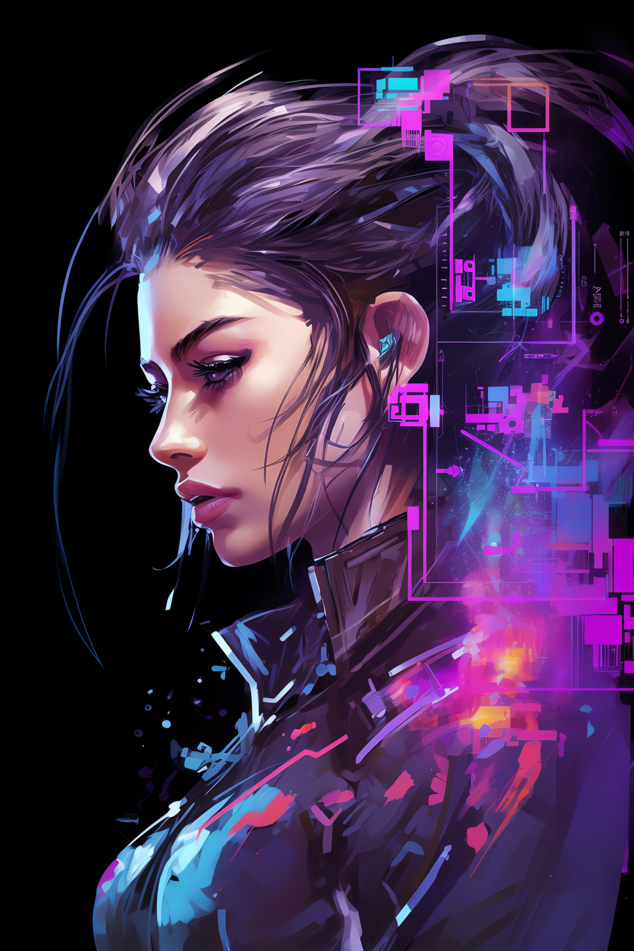 Overwatch Sombra, Covert operator, Digital interface, Command sequences, Hacker motif, HD Phone Wallpaper