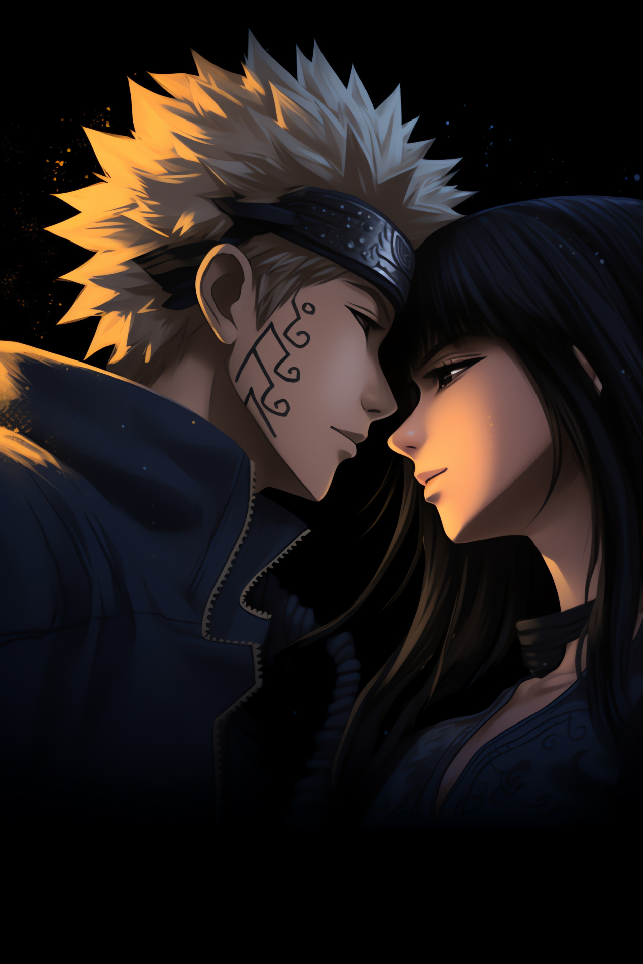 Naruto Uzumaki, Hinata Hyuga, Tender moment, Romantic anime scene, Naruto series, HD Phone Wallpaper