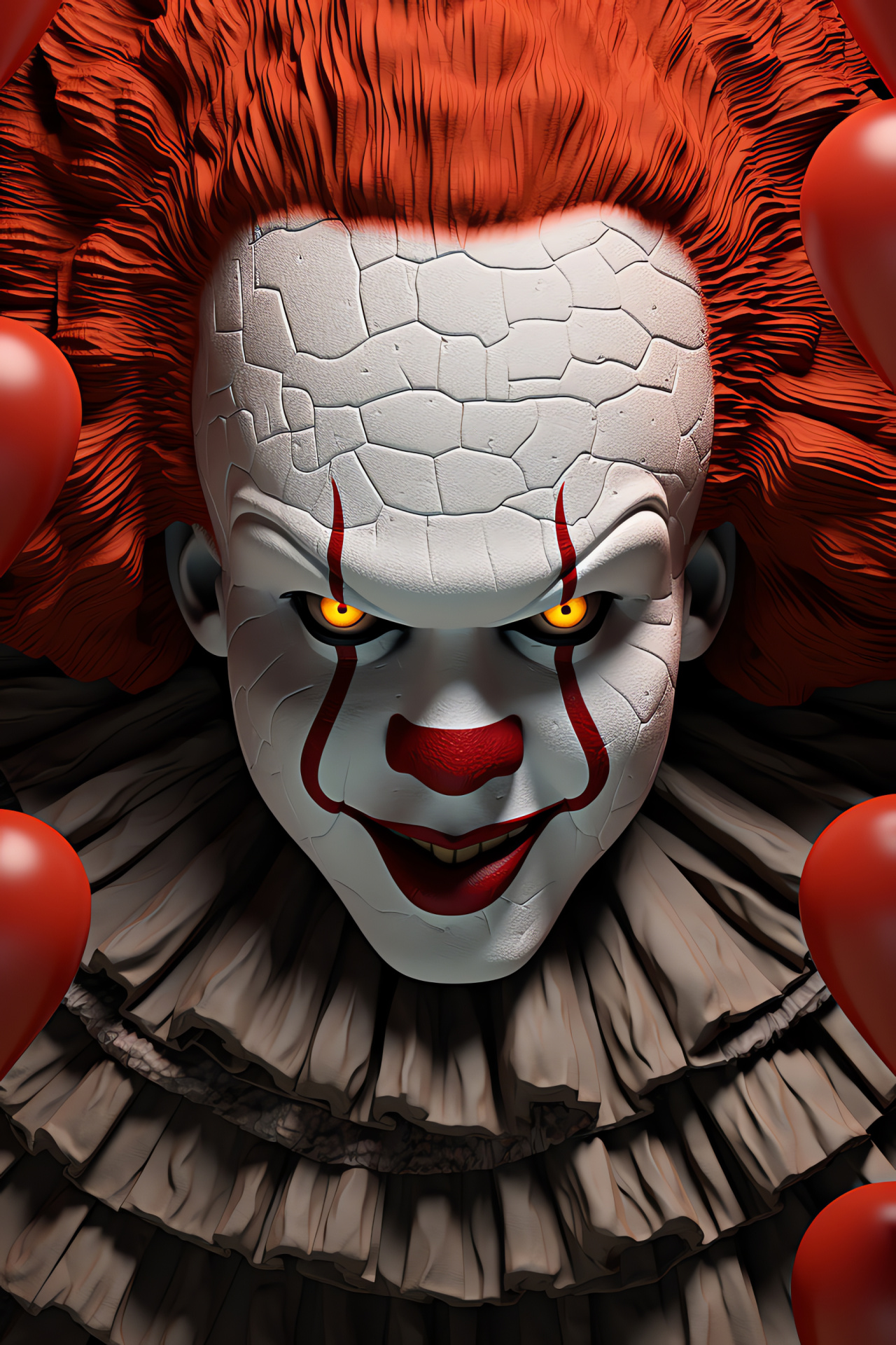 Clown Pennywise, helium balloon, rhomboid designs, chilling vision, twisted smile, HD Phone Wallpaper