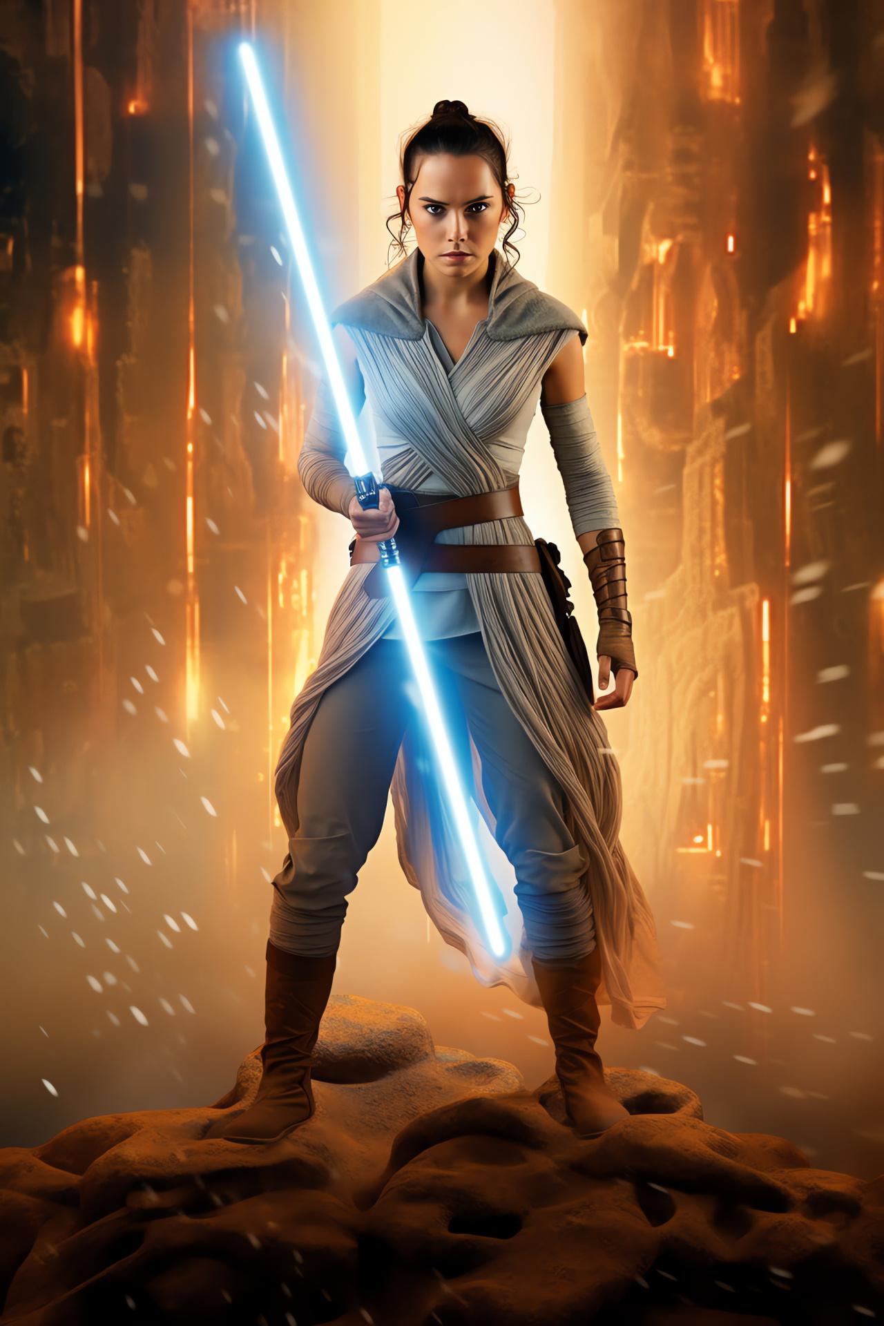 Rey's cinematic journey, Saga's empowered protagonist, Star Wars epic, Audacious character, Force-sensitive, HD Phone Wallpaper