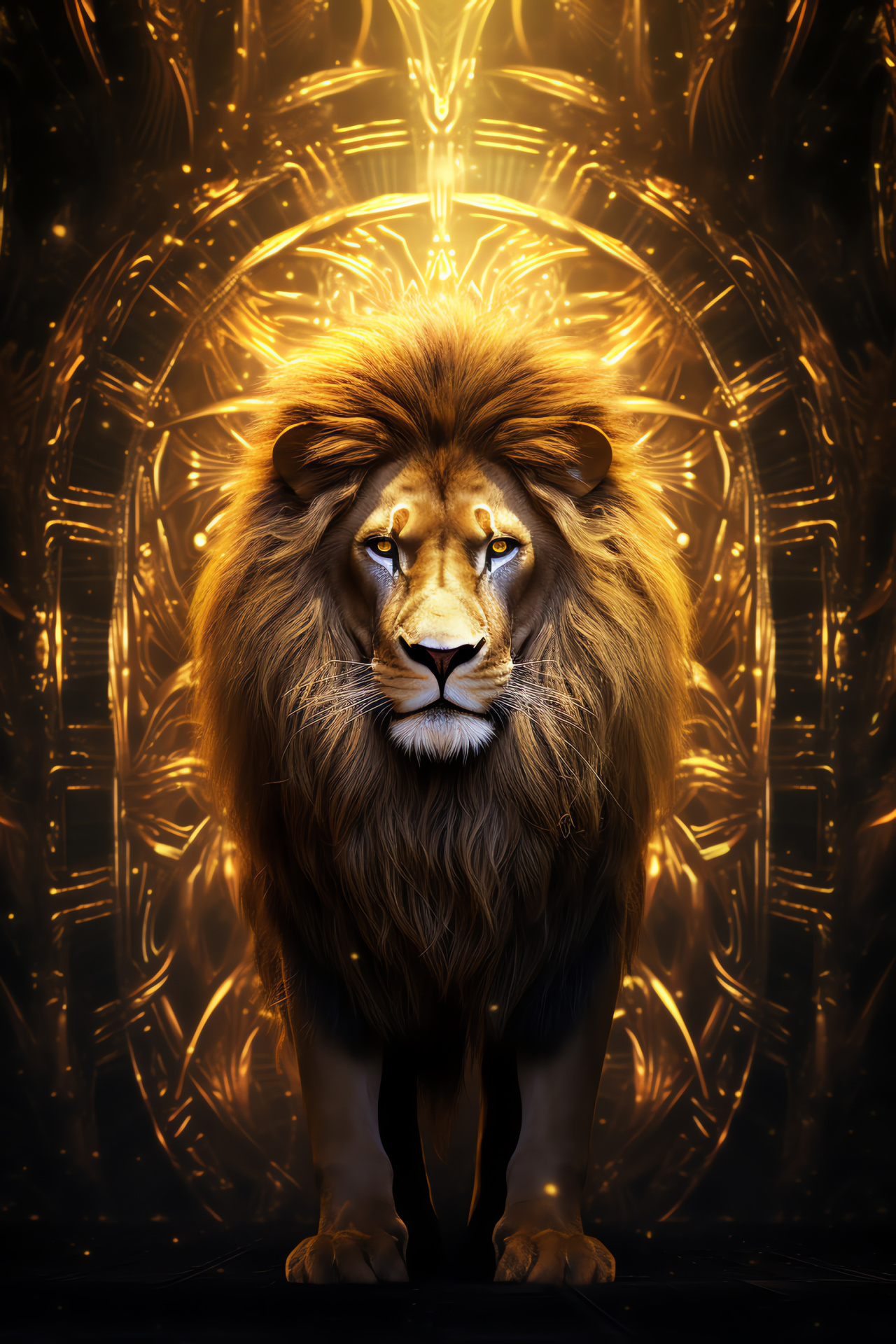 Full stature Aslan, Lion's noble presence, Narnia's regal creature, Luxurious mane display, Mythical lion's poise, HD Phone Wallpaper