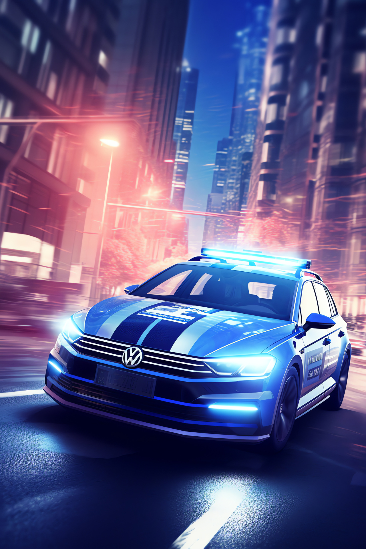 VW badge, Public service vehicle, Metropolitan enforcement, Prominent vehicle decals, Urban duty, HD Phone Wallpaper
