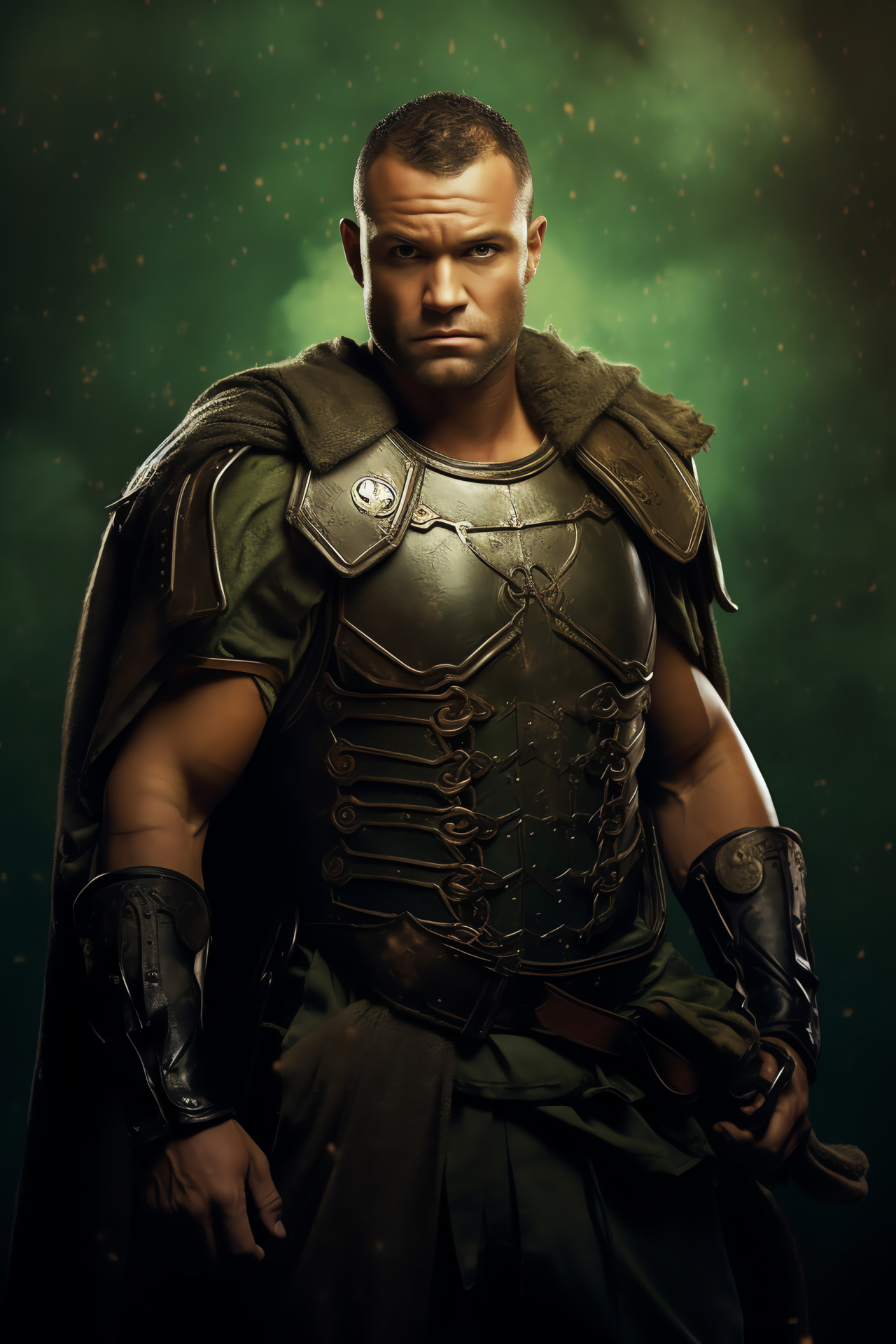 Nick Tarabay, Ashur portrayal, Gladiator attire, Green chromatic background, Television series Spatacus, HD Phone Wallpaper