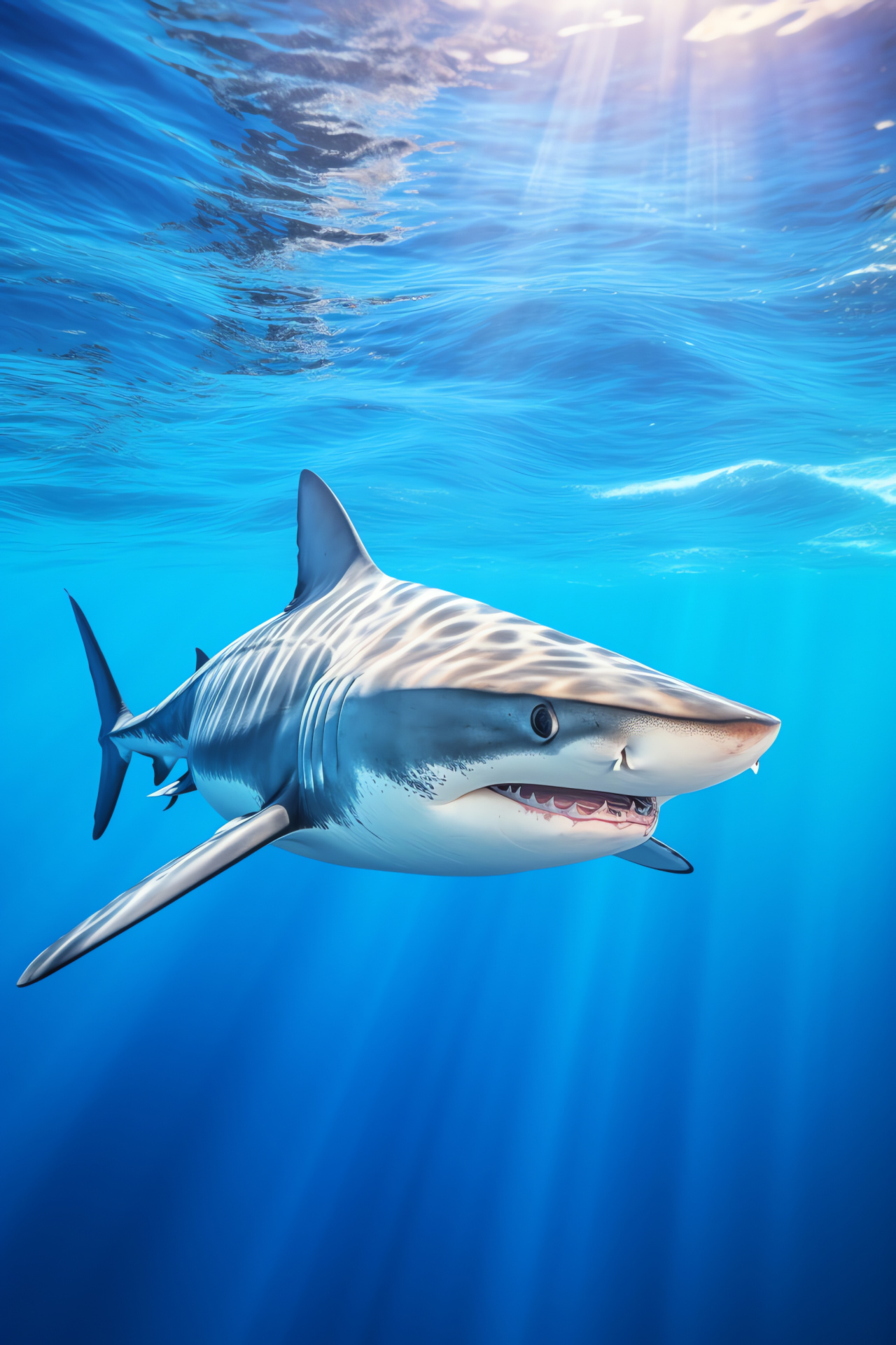 Mako Shark, Deep sea species, Turquoise marine, Aquatic life, Vibrant ecosystem, HD Phone Wallpaper