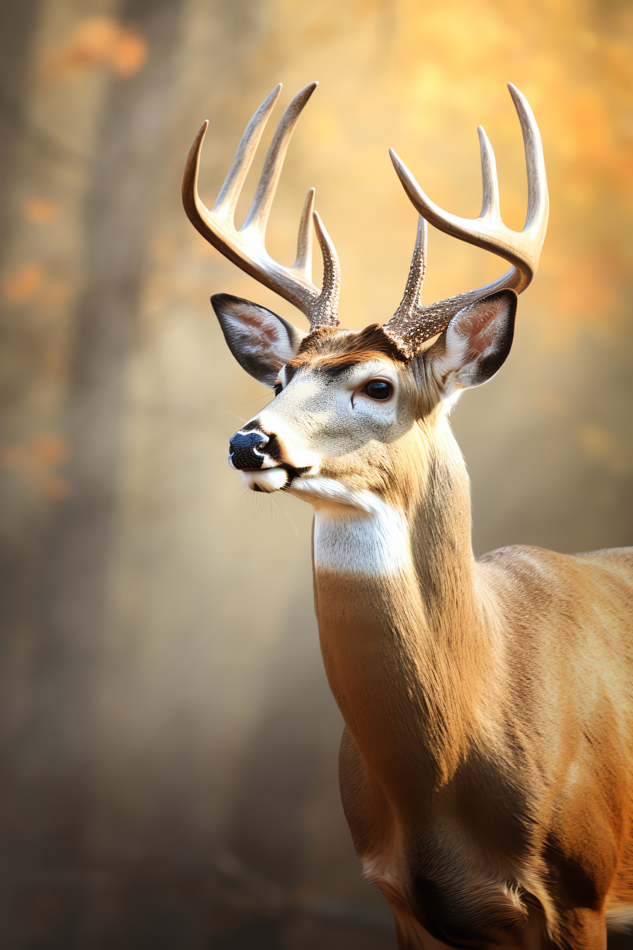 Graceful cervid, Flora and fauna interaction, Sun-filtered fur texture, Wild deer in habitat, Alert woodland animal, HD Phone Wallpaper