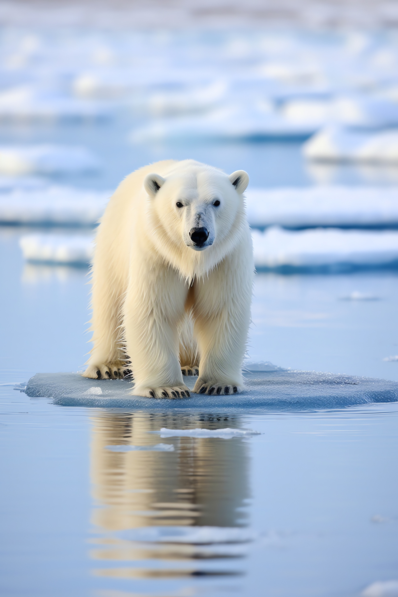 Polar bear, Arctic wildlife, ice habitat, marine mammal, northern hemisphere, HD Phone Image