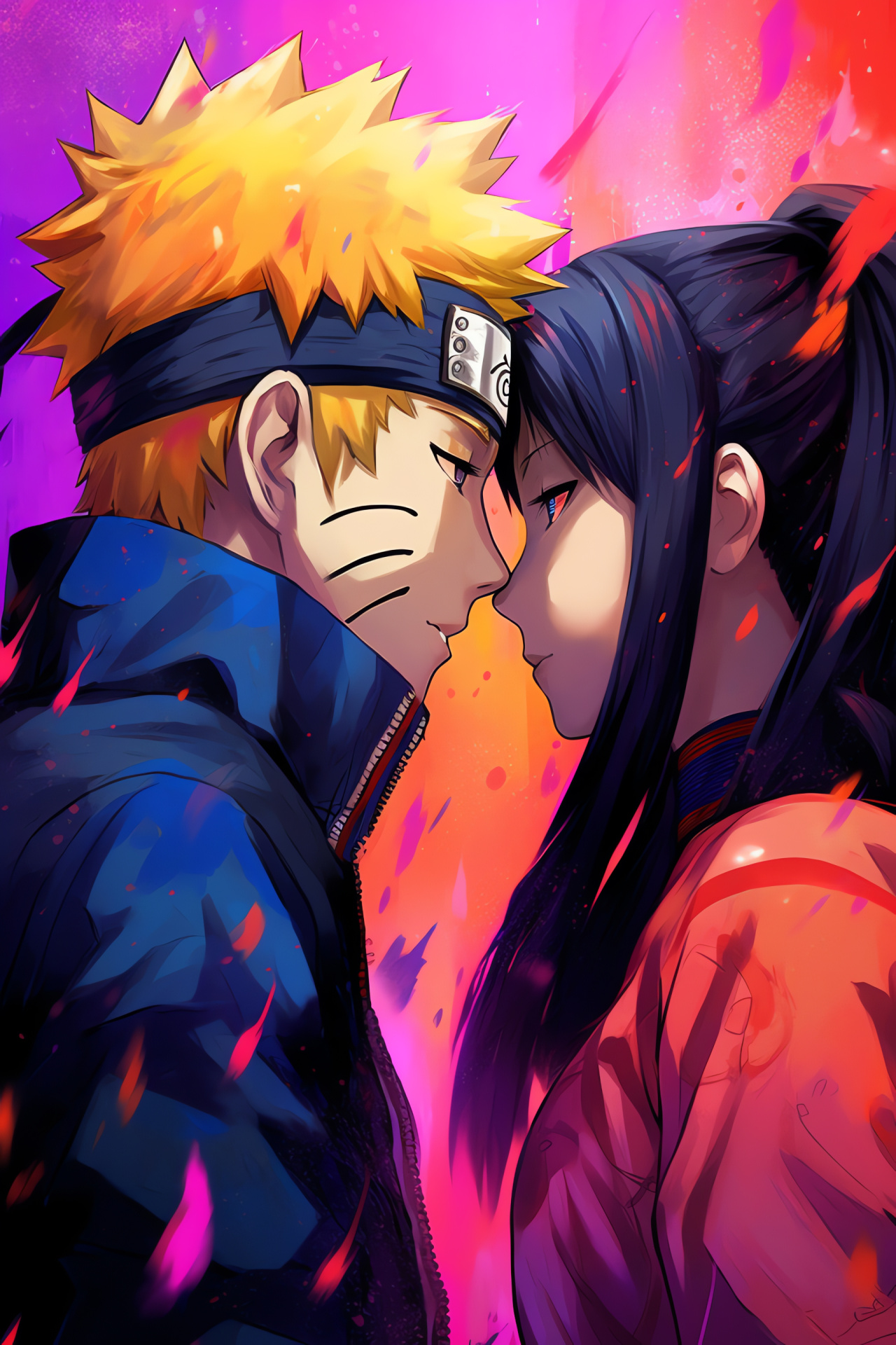 Naruto and Hinata union, Heart-to-heart connection, Emotional anime sequence, Tenderness expression, Manga romance, HD Phone Wallpaper