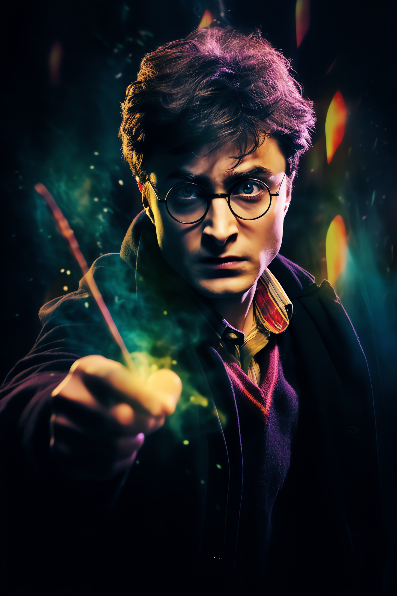 Rebel protagonist Harry Potter, Wizardly demeanor, Emerald oculars, Magic conductor, Potter's conviction , HD Phone Image