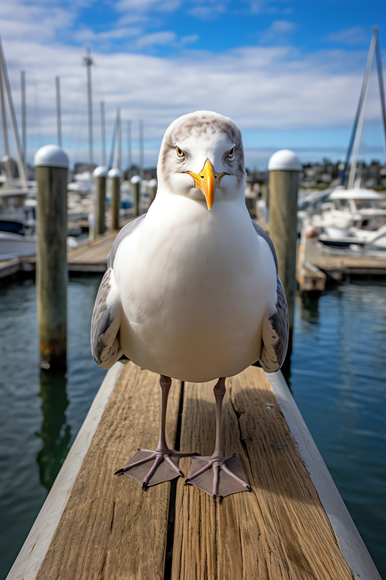 Seagull coastal, Avian life, Waterfront bird observer, Seabird species, Pier watcher, HD Phone Image