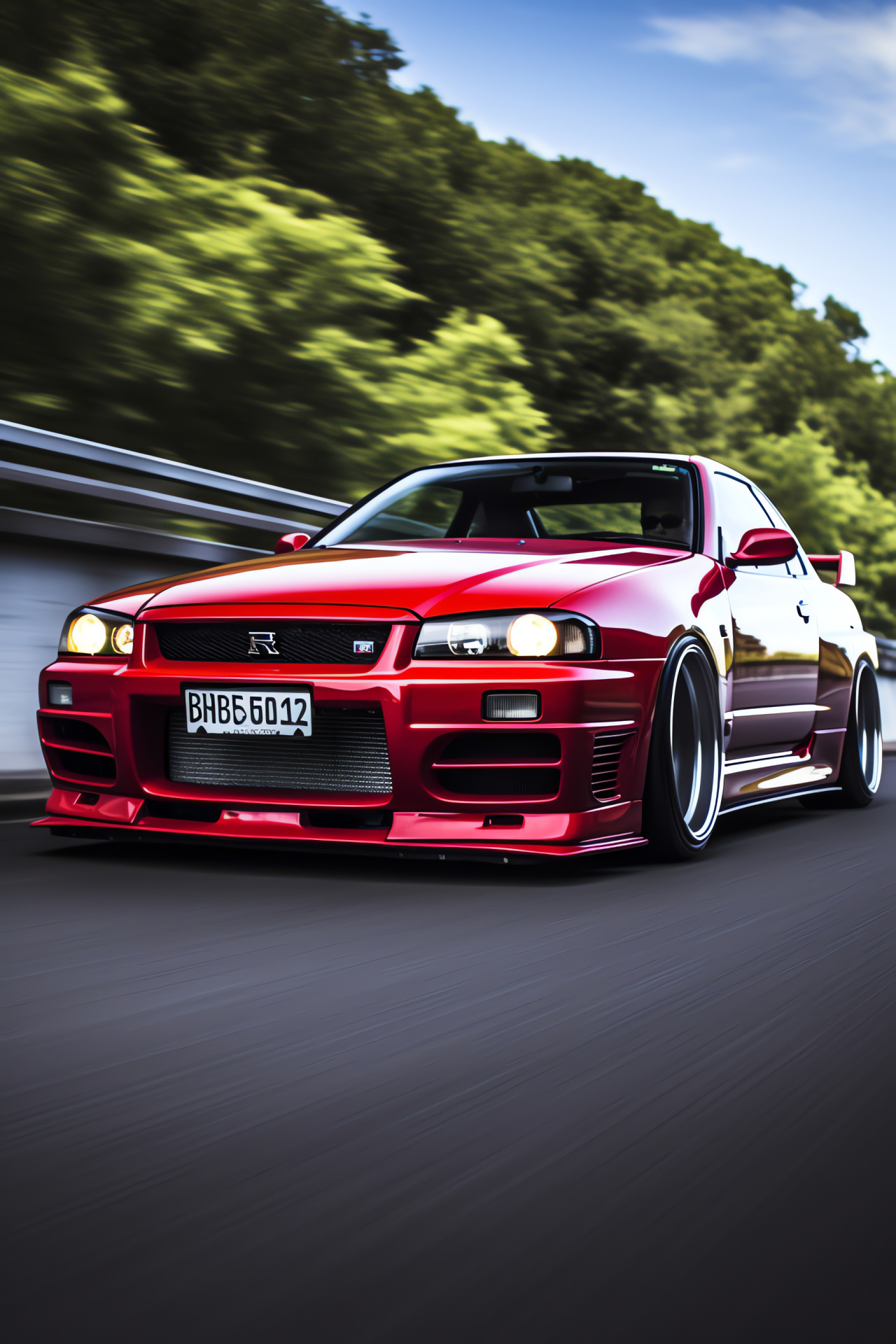 Nissan Skyline GTR R33, German highway, High-velocity capture, Twin-turbo speed, Engineering marvel, HD Phone Wallpaper