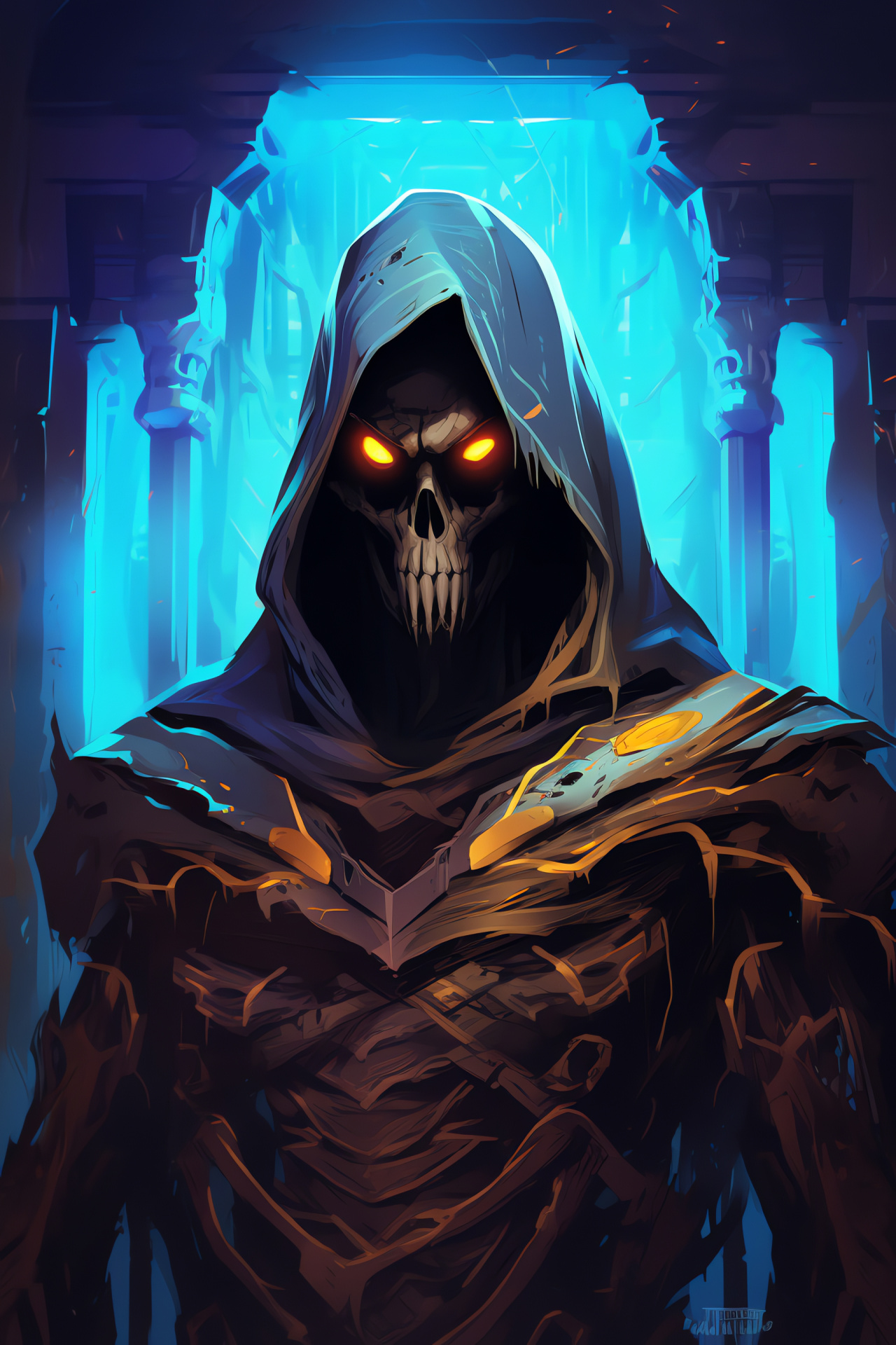 Reaper from Overwatch, Egyptian map, ominous mask, spectral attire, fight for control, HD Phone Image