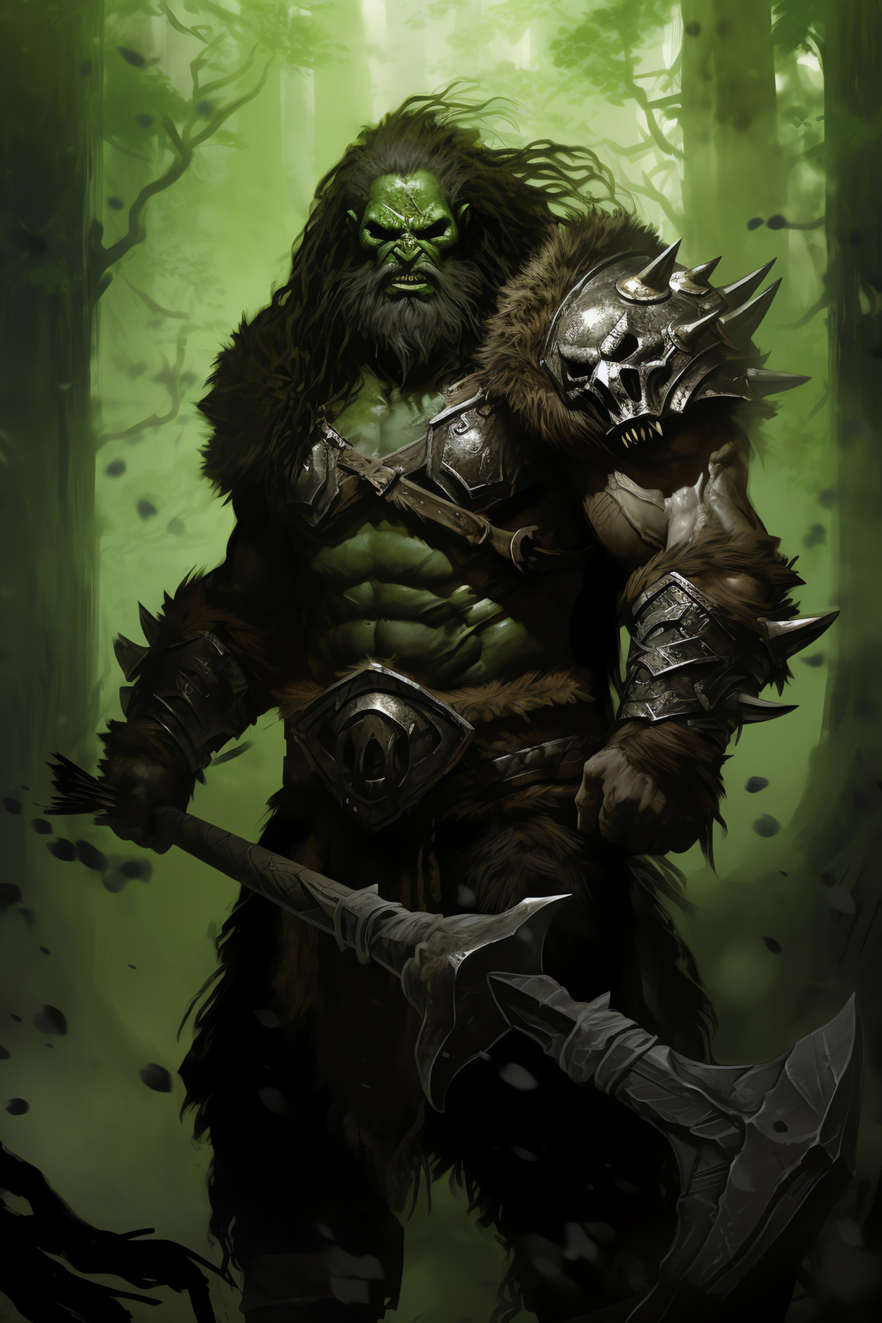 MTG Garruk Wildspeaker, Hunter with axe, Beastly prowess, Untamed wilderness, Card game icon, HD Phone Image