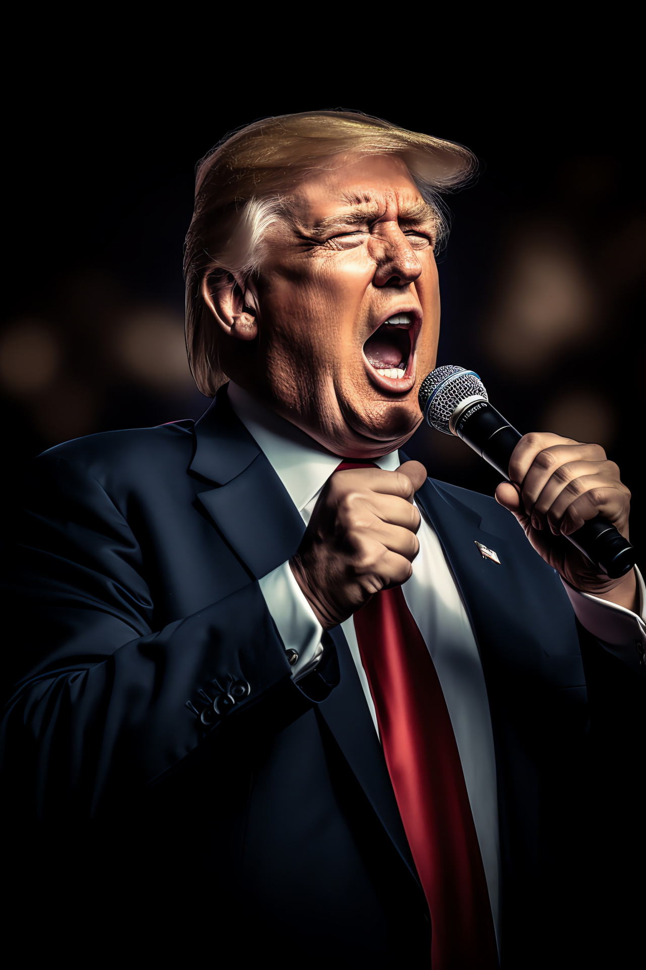 Ex-President Trump, Political icon, Distinctive tresses, Commanding facial features, Public speaking, HD Phone Wallpaper
