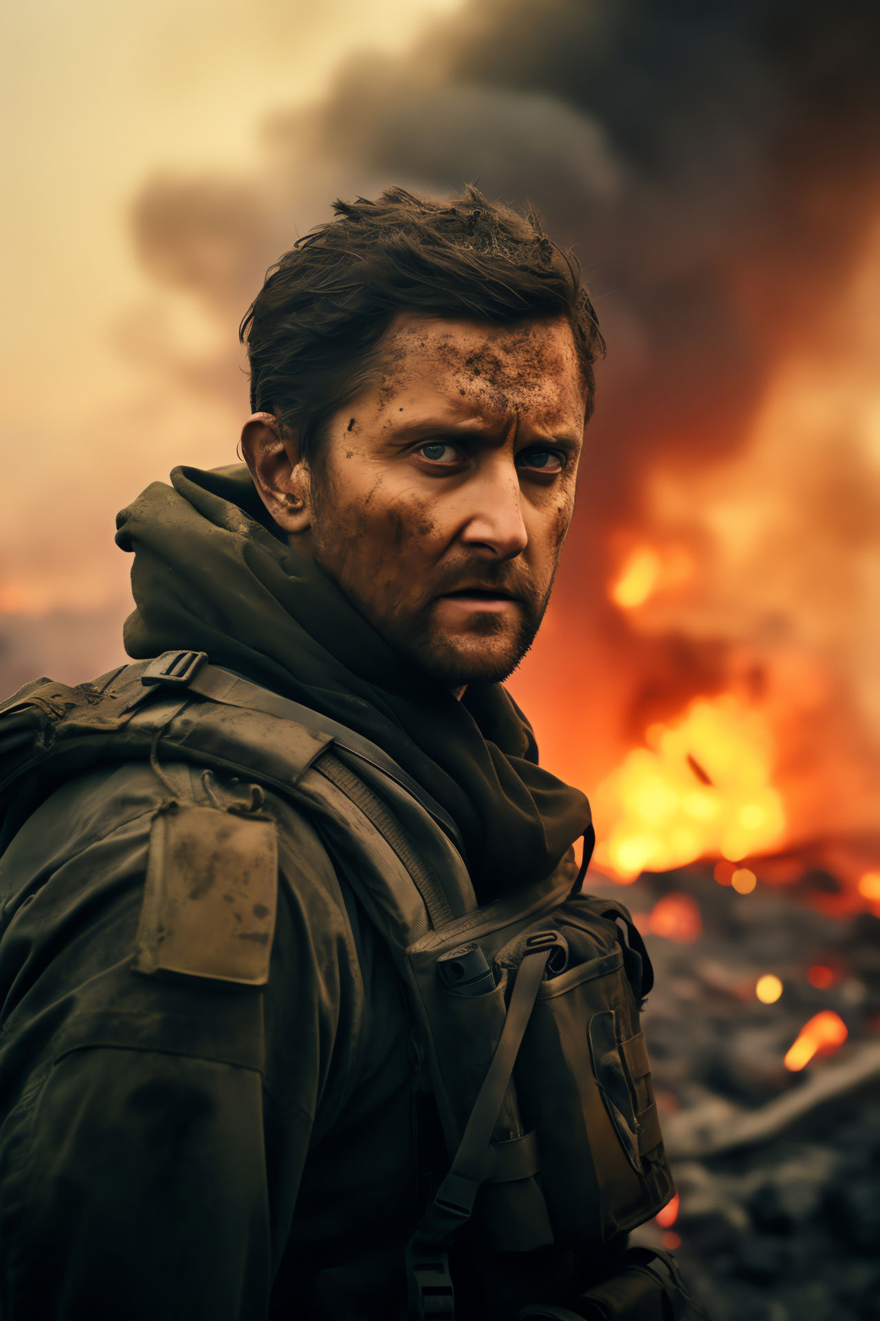 Richard Armitage on-set, Cinematic combat, Smoke-filled atmosphere, Filmed action, Visual storytelling, HD Phone Wallpaper