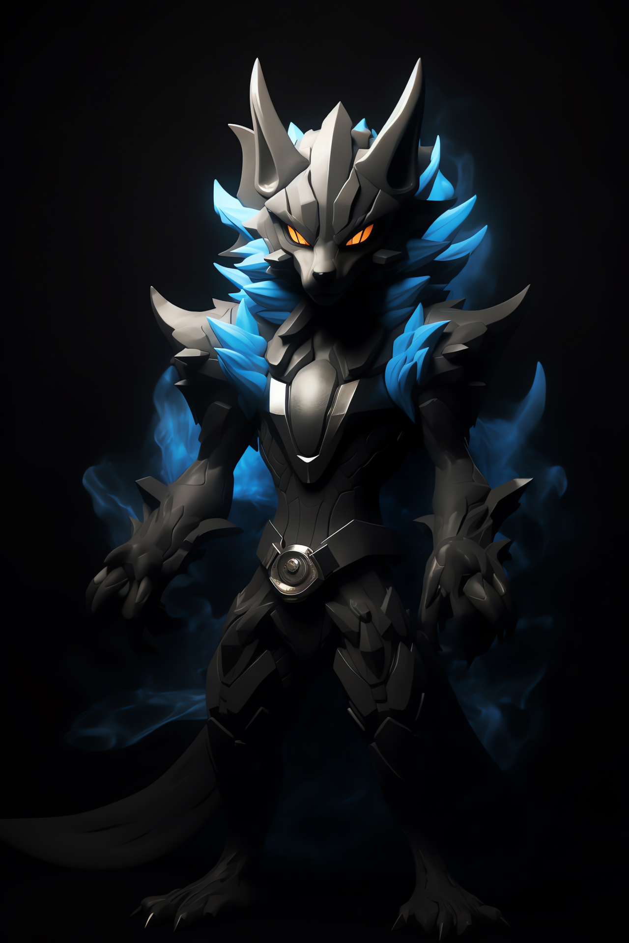 Aura Pokemon Lucario, Arm fold, Stare focused, Isolated backdrop, Game icon, HD Phone Image