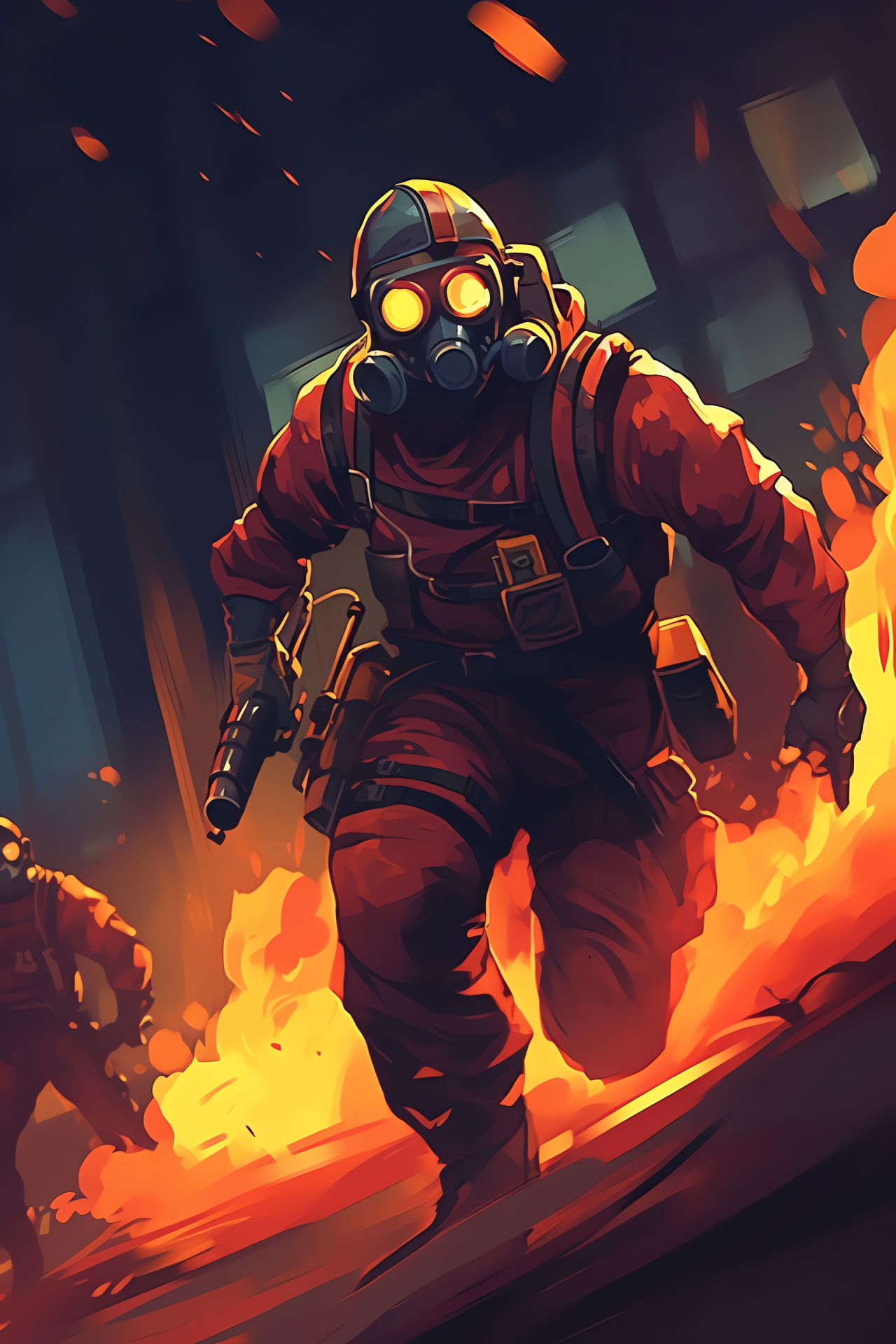 Pyro combatant, Gaming avatar, Hostile engagement, Incineration device, Velocity of play, HD Phone Wallpaper