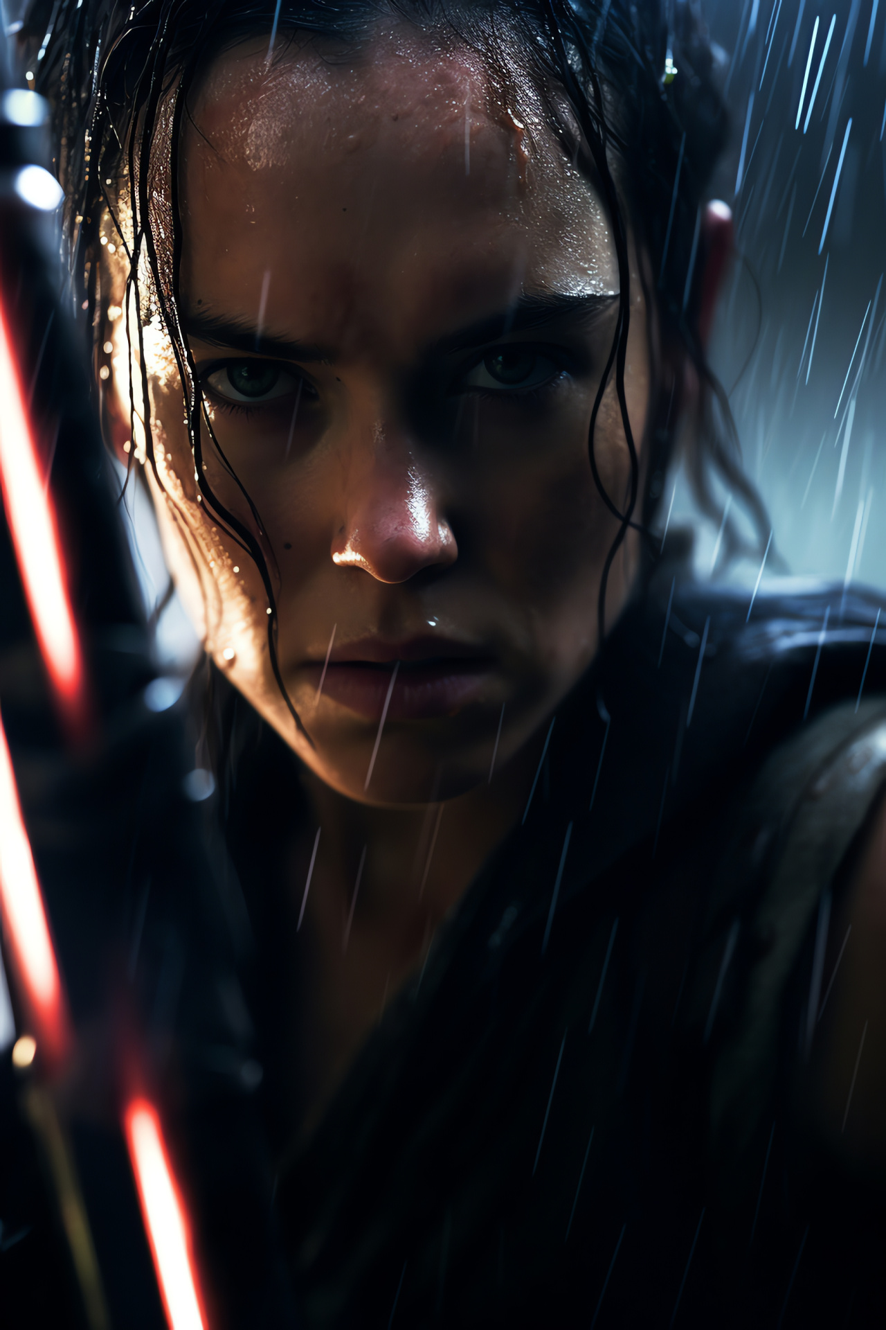 Rey, Star Wars saga, Dual-edge weapon, Resistance against Knights, Sci-fi narratives, HD Phone Image