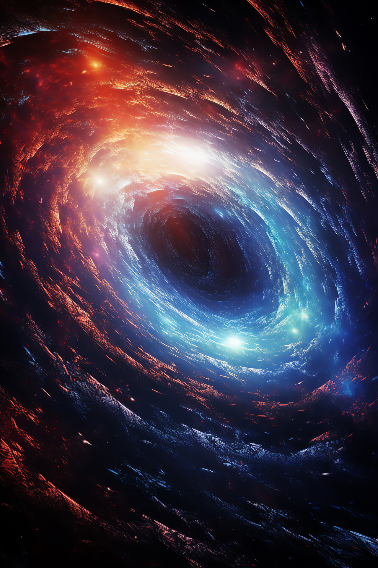 Wormhole illustration, Space time continuum, Cosmic anomaly, Whirlpool shape, Blue tones, HD Phone Wallpaper
