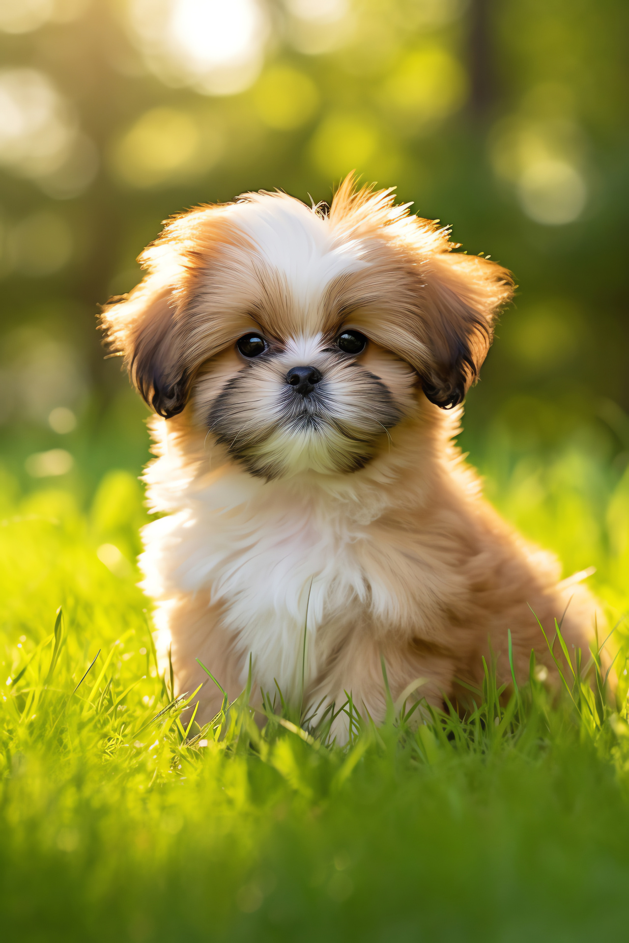 Dog small statuesque puppy, golden coat teacup dog, lapdog with luxury fur, compact canine breed, expressive pet gaze, HD Phone Wallpaper