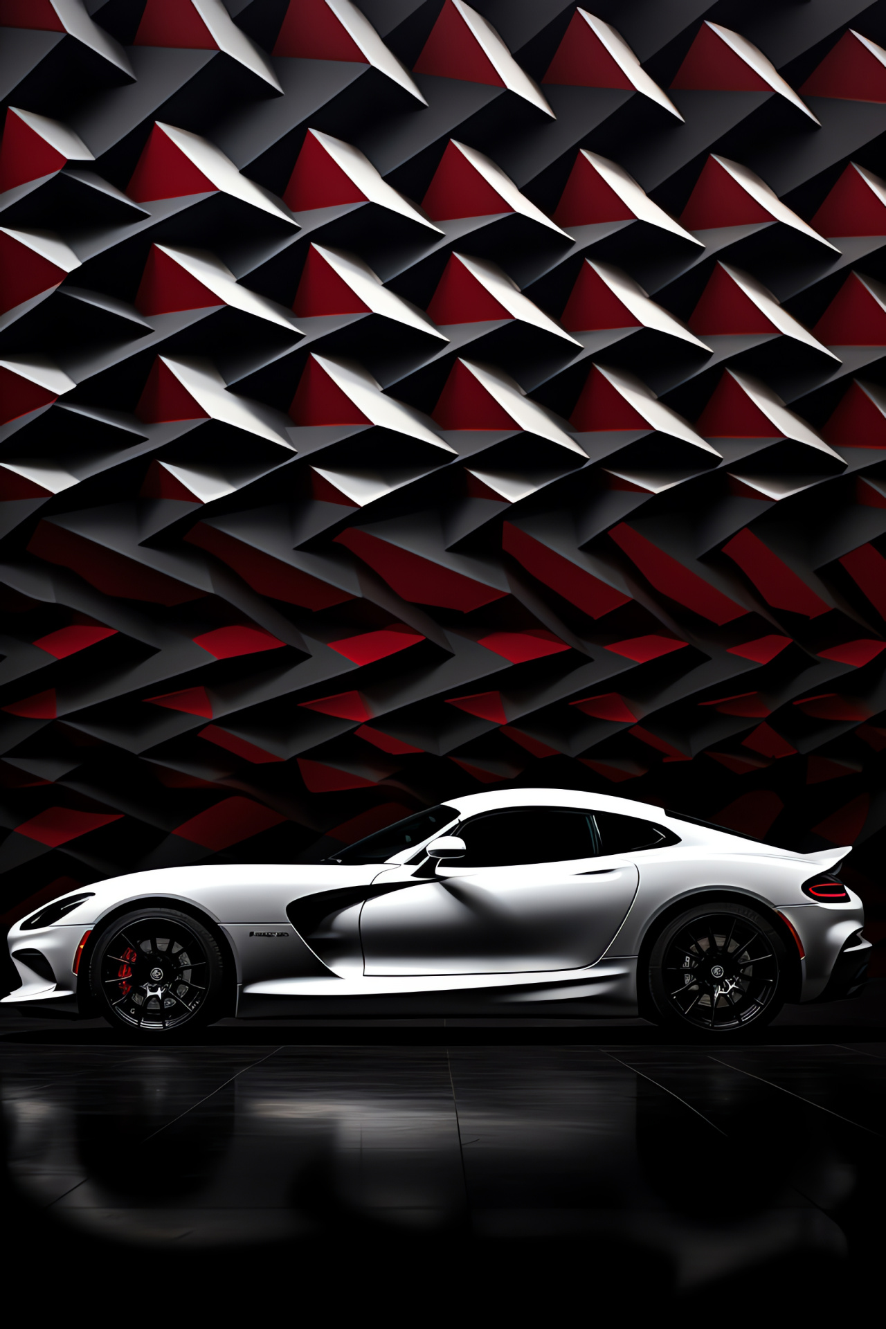 2015 SRT Viper side profile, Automotive artwork, Muscle car pose, Abstract design setting, Road beast, HD Phone Image