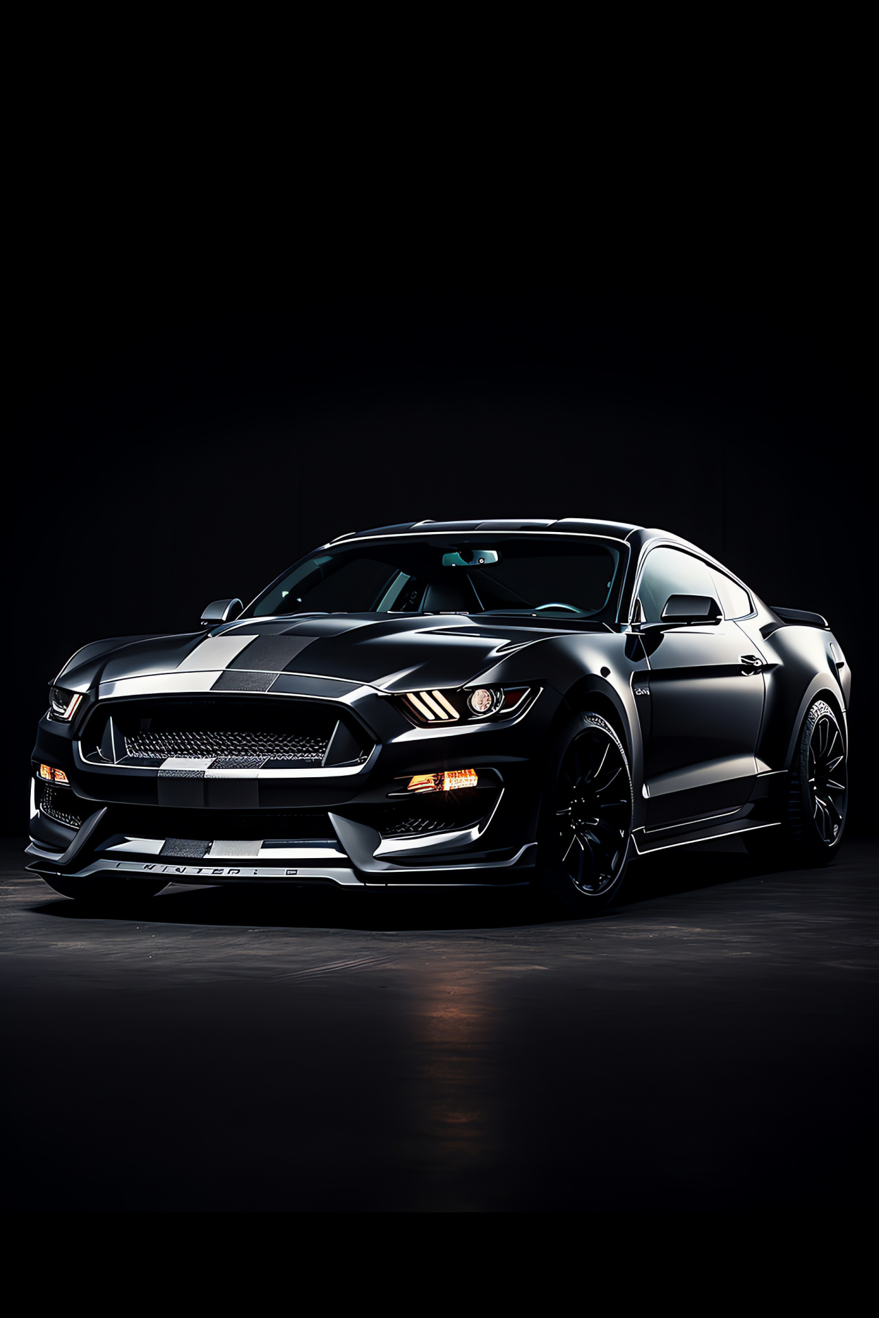 Muscle car perspective, Elevated Mustang GT350, Auto backdrop, Direct contrast, Automotive simplicity, HD Phone Image