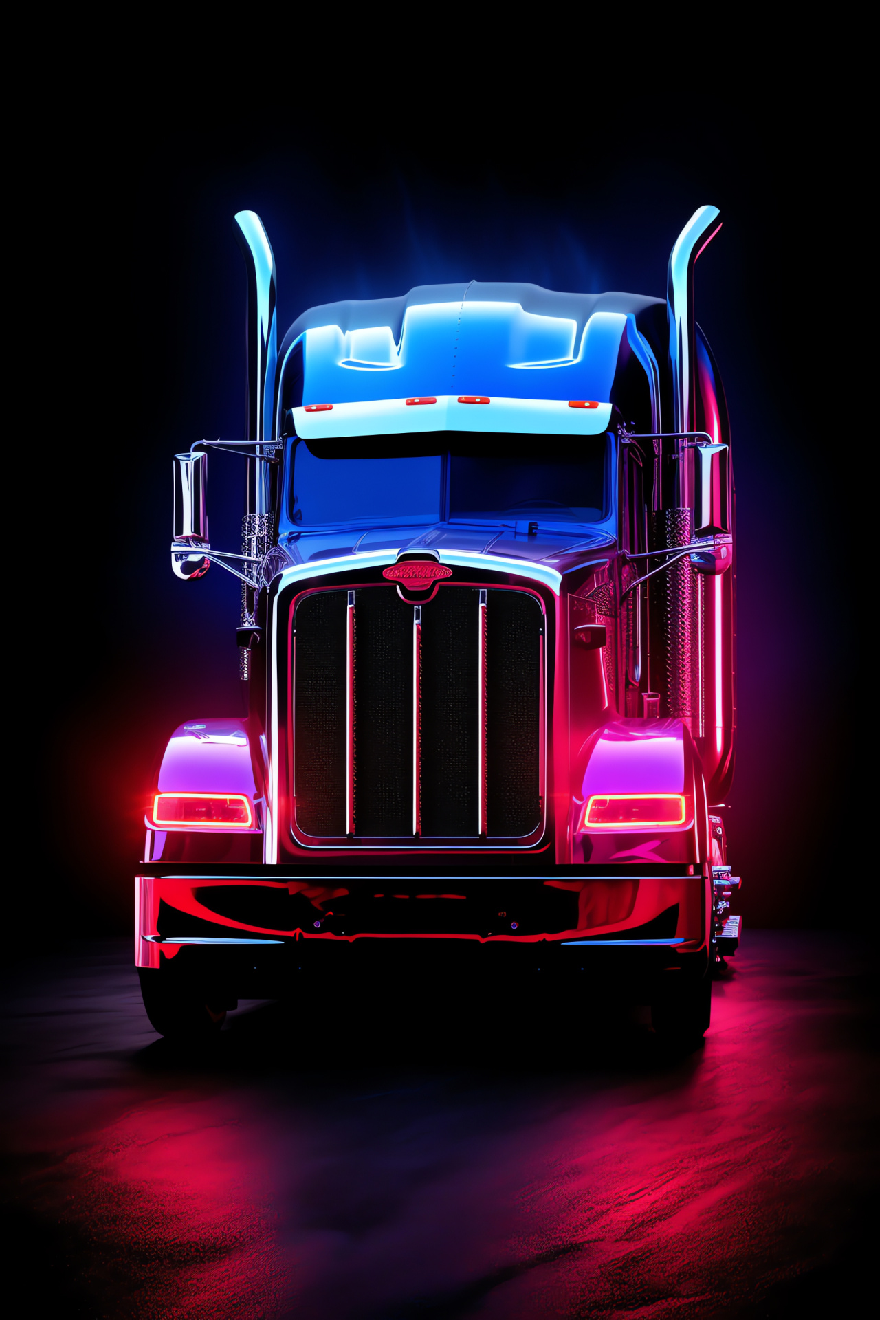 Peterbilt emblem, Luminescent linear background, Truck manufacturer symbol, Automotive brand logo, Radiant graphic lines, HD Phone Wallpaper