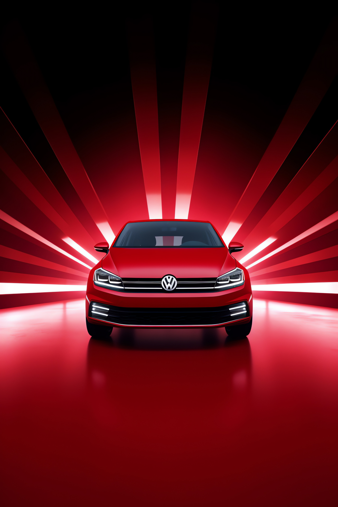 Volkswagen badge, Broad perspective, Monochromatic tone, Chromatic intensity, Sharp contrast, HD Phone Image